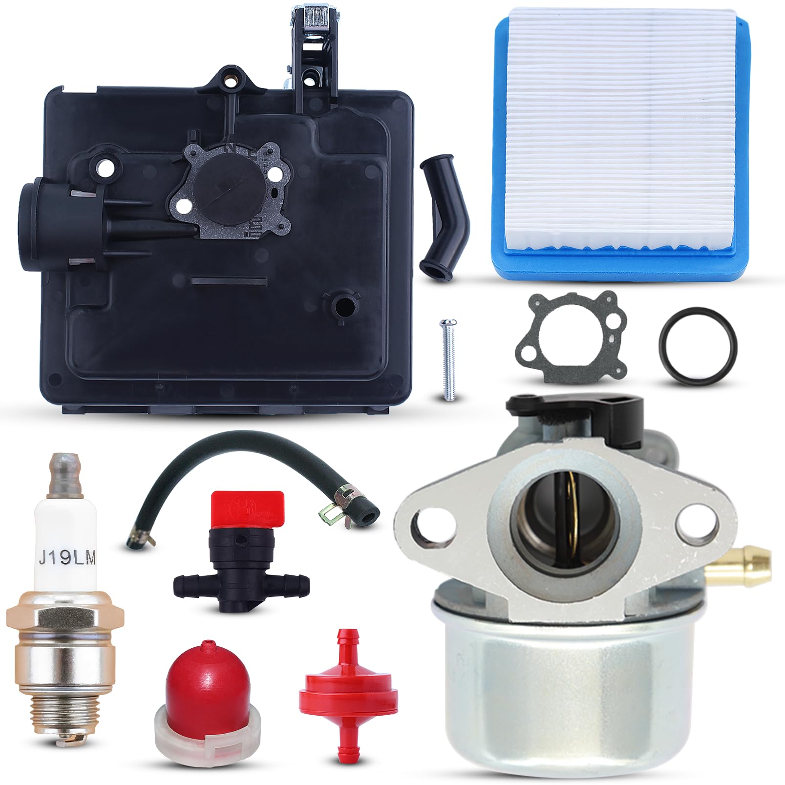 799868 Carburateur Kit Compatible avec 498170 799872 694202 497586 498254 790821 Remplacement de Carburateur Moteur Tondeuses à Gazon avec Filtre à Air Bougie d'Allumage