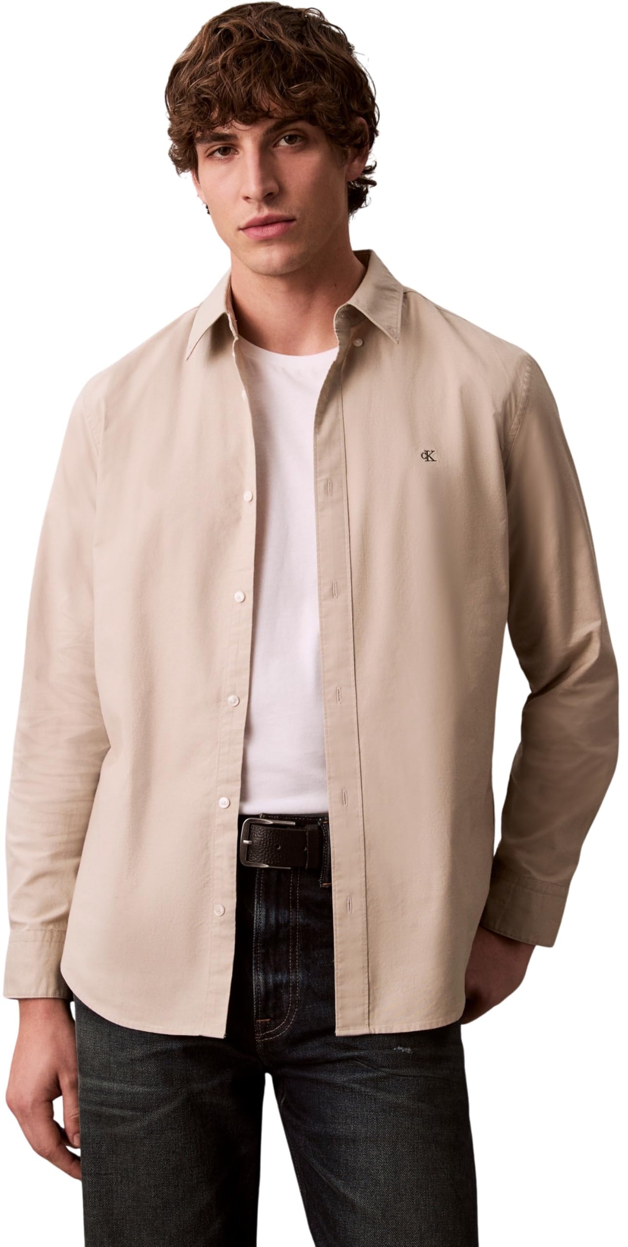 Calvin Klein Herren Hemd Solid Oxford Classic Shirt Freizeithemd