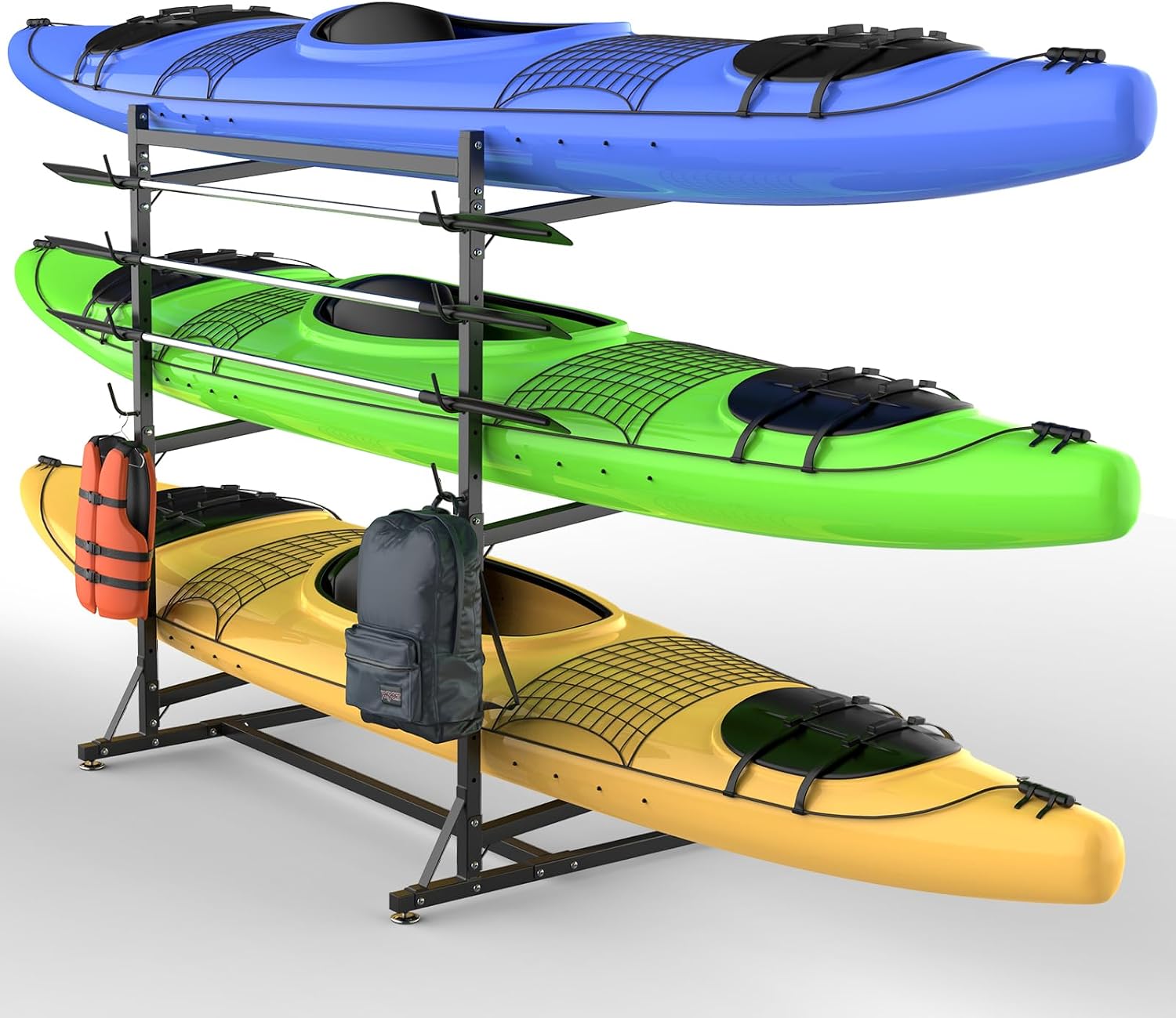 kayak storage rack adjustable freestanding kayak stand for garage and outdoor storage heavy duty kayak rack for kayak paddleboards surfboard canoe black