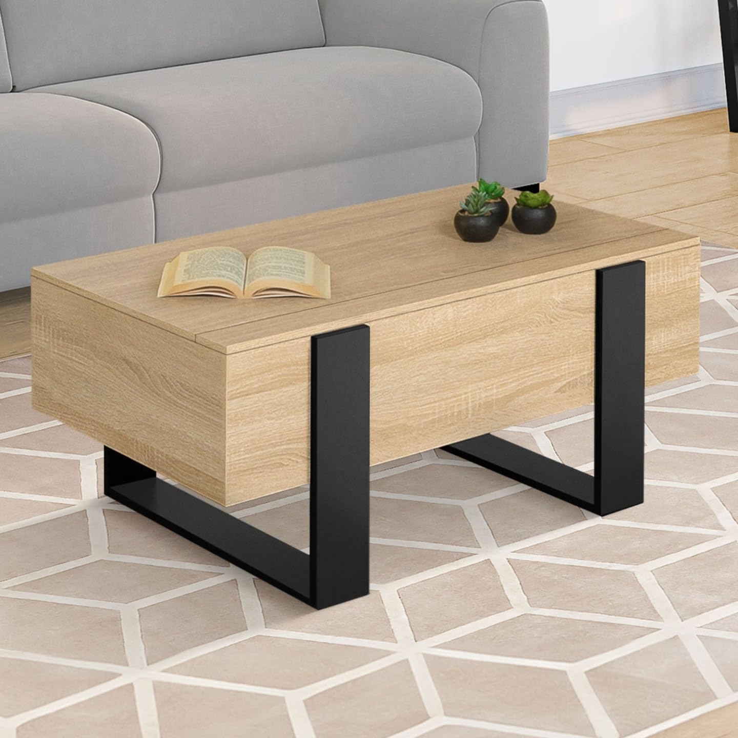 IDMarket - Mesita PHOENIX en madera y negro