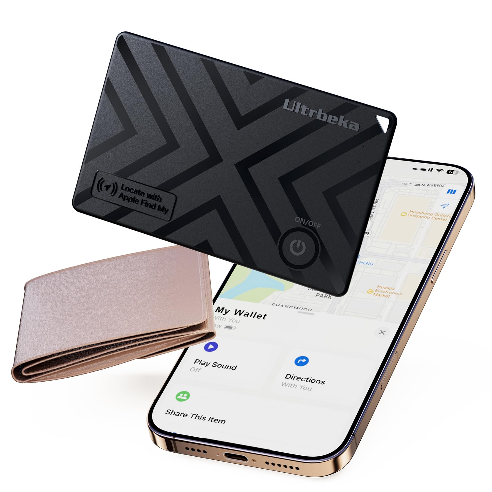 Ultra-sottile Wallet Tracker MFi certificato compatibile con Apple Find My | Per portafogli, chiavi e borse | Singolo, 1 pack