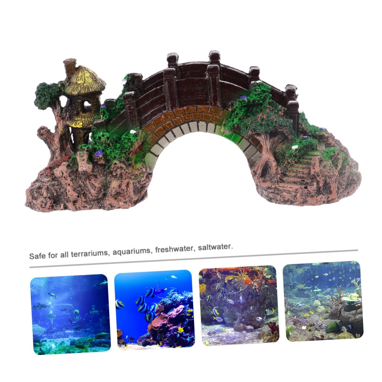Sosoport 2 Piezas Decoración del Puente del del Acuario lámpara de Calor para Reptiles Bomba de Aire del Acuario decoración pecera peceras Ornamento del Acuario Refugio de Peces Resina
