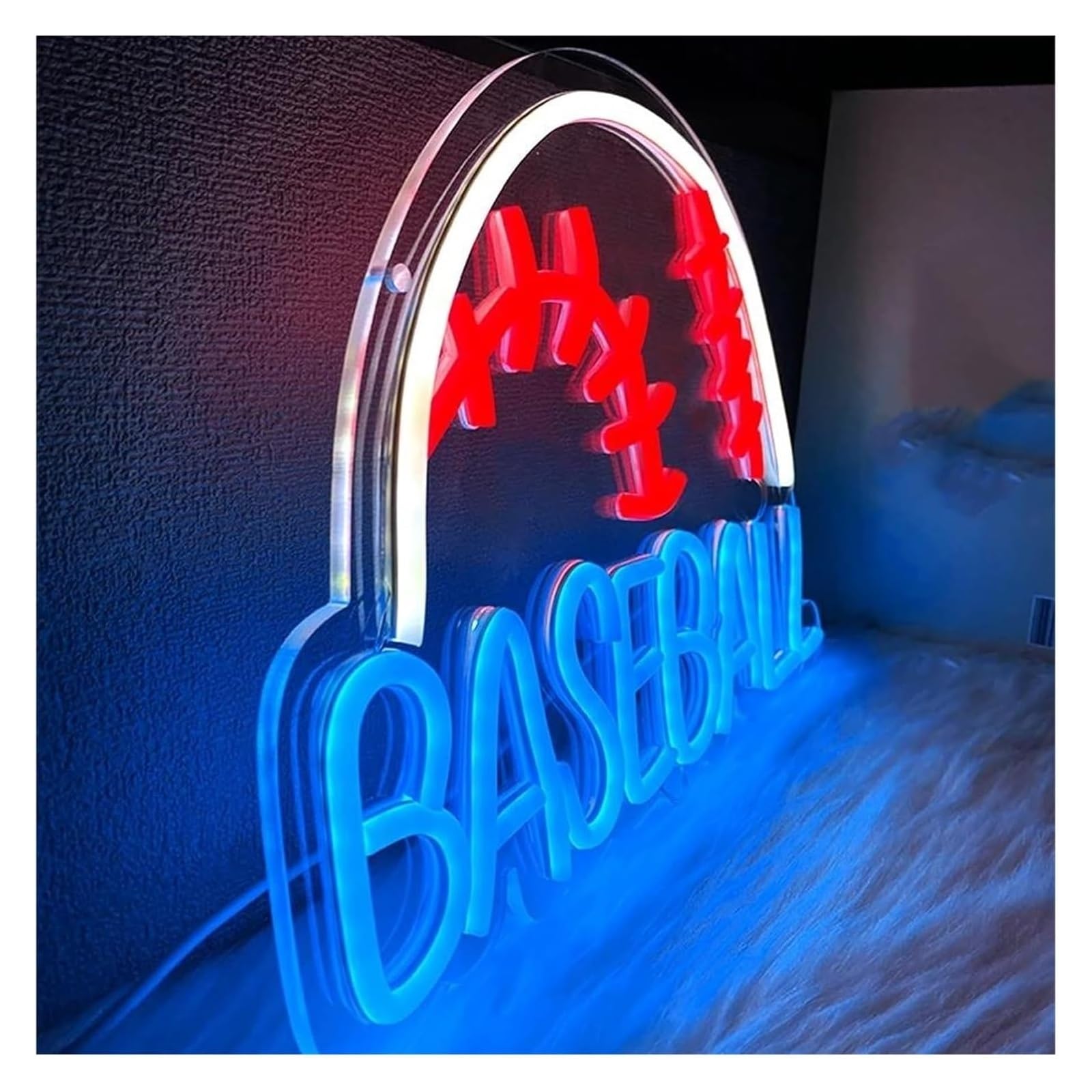 Generico Insegna al neon per baseball per sport, luce alimentata per palestra, per attività sportive, camera da letto