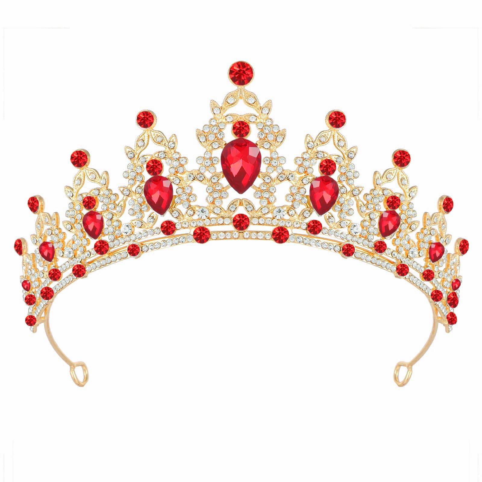 Tiara Crown for Women, Headband Hair Accessories for Birthday Wedding Party Costume Red