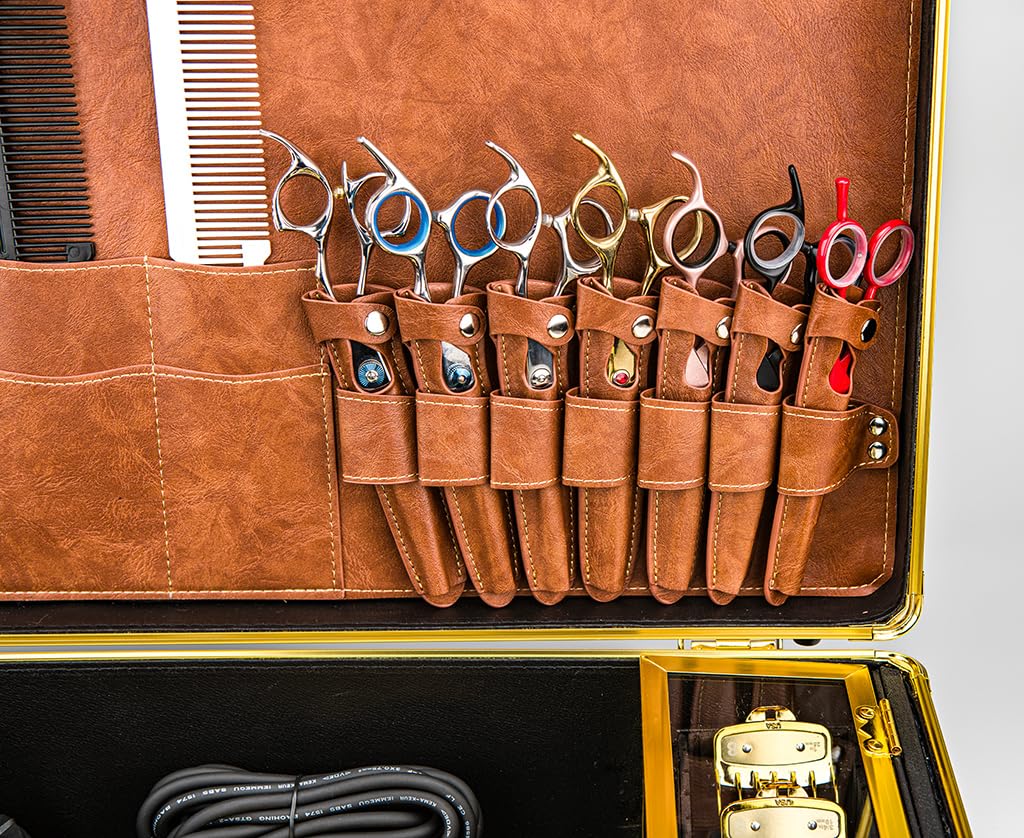 Professionelle Barber Case, Tragbarer Friseurtasche Salon Tool Aufbewahrungskoffer für Friseur Haarschneider, Schere, Trimmer, Friseurbedarf, Futter PU Leder, groß