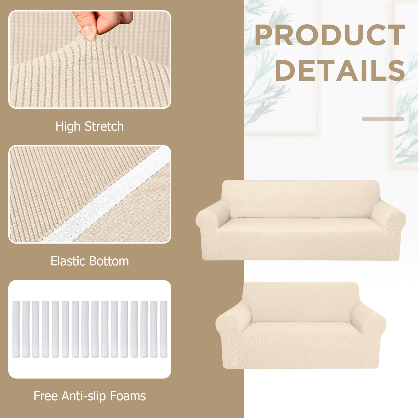 Snapklik.com : Peryiter 2 Pcs Sofa Covers Couch And Loveseat Covers Set