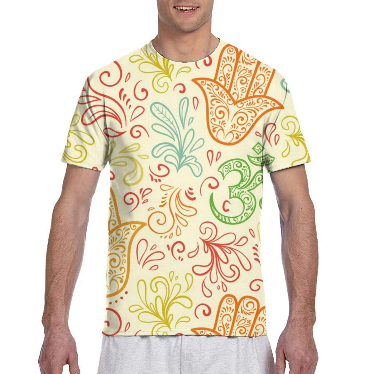 LPPSHOPHamsa Hand Short Sleeve Tee Novelty Teen Unisex T Shirt