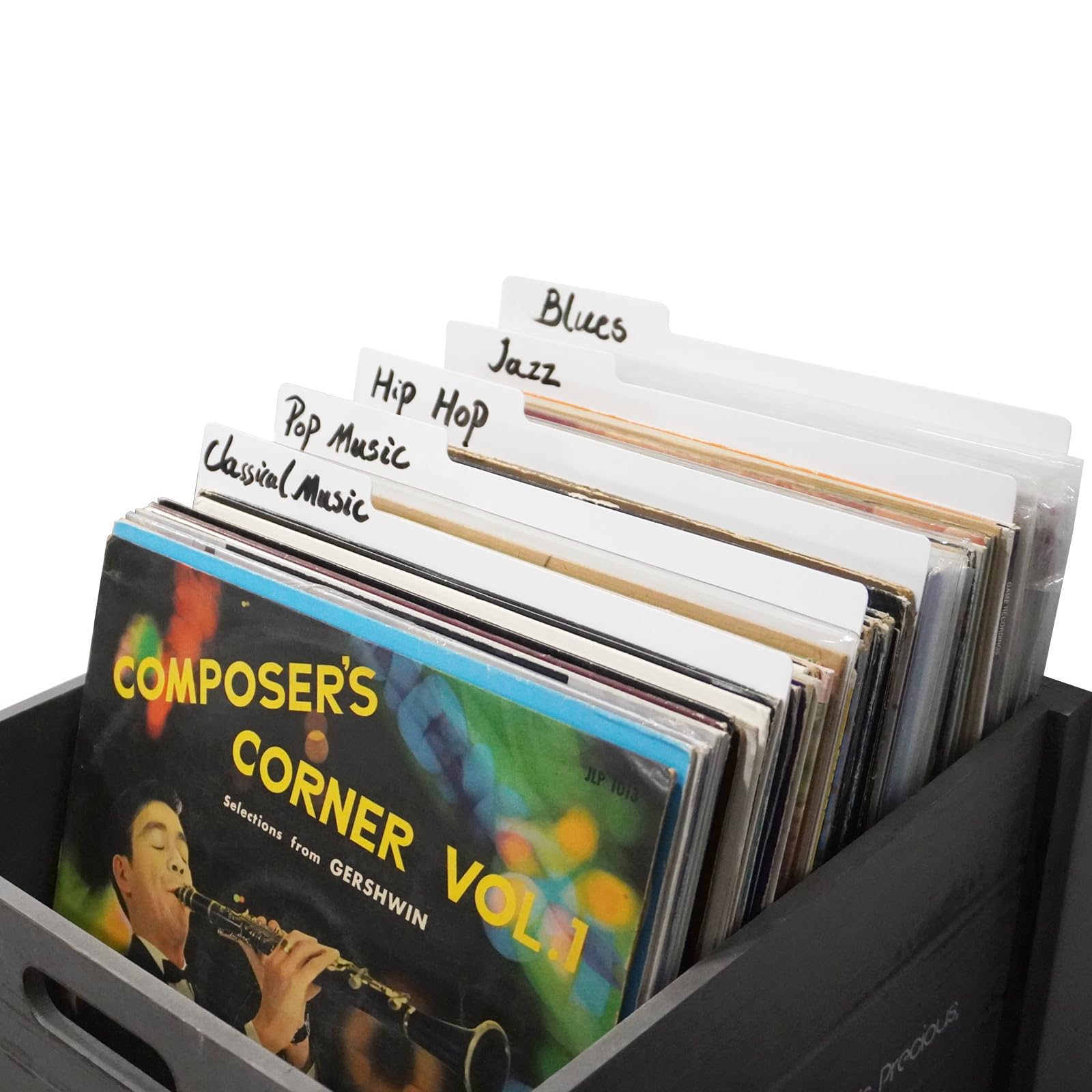 sdroceRyaM Divisores de discos de 12.9 pulgadas, 30 divisores de plástico de doble cara con pestaña de categoría, guías de discos de vinilo para LP, caja de álbum, organizador de estantería