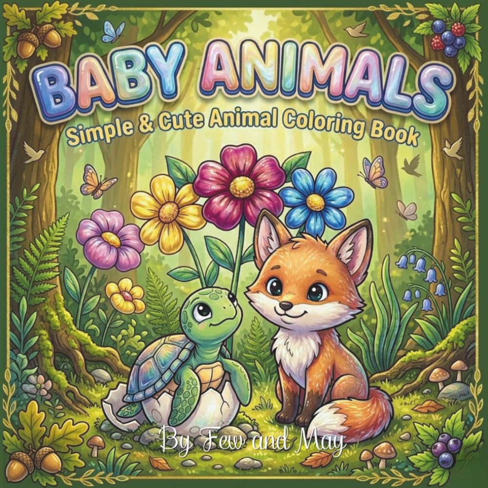 Baby animals: Simple & cute animal coloring book