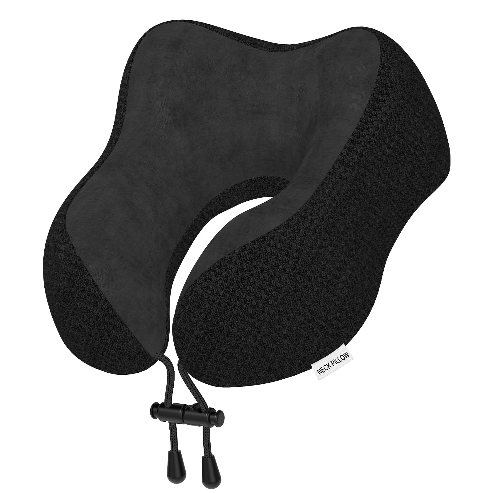 Ergonomic Memory Foam Neck Travel Pillow For Airplane Car Office Black 1 Pack