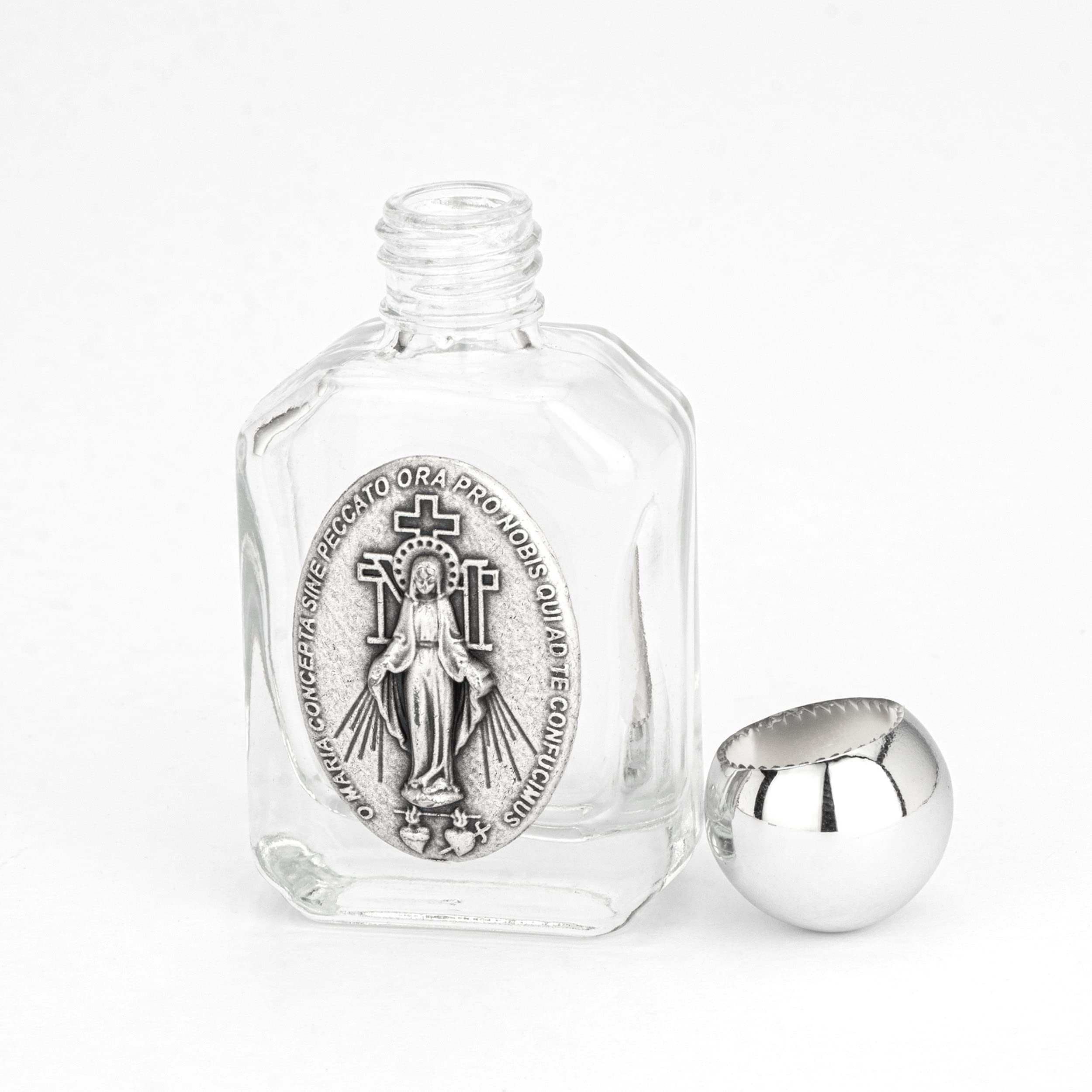 Bottiglie Acqua Santa In Vetro - Set 4 Pezzi Con Coperchio, Design Rilievo Gesù, Per Oli Sacri E Battesimi - Foto 3