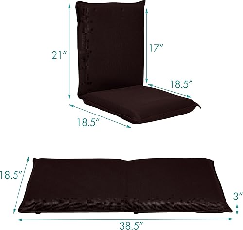 Miniatura 28 de GOFLAME Silla de suelo ajustable, sofá plegable acolchado de 6 posiciones, soporte de respaldo acolchado, sofá perezoso para leer juegos de