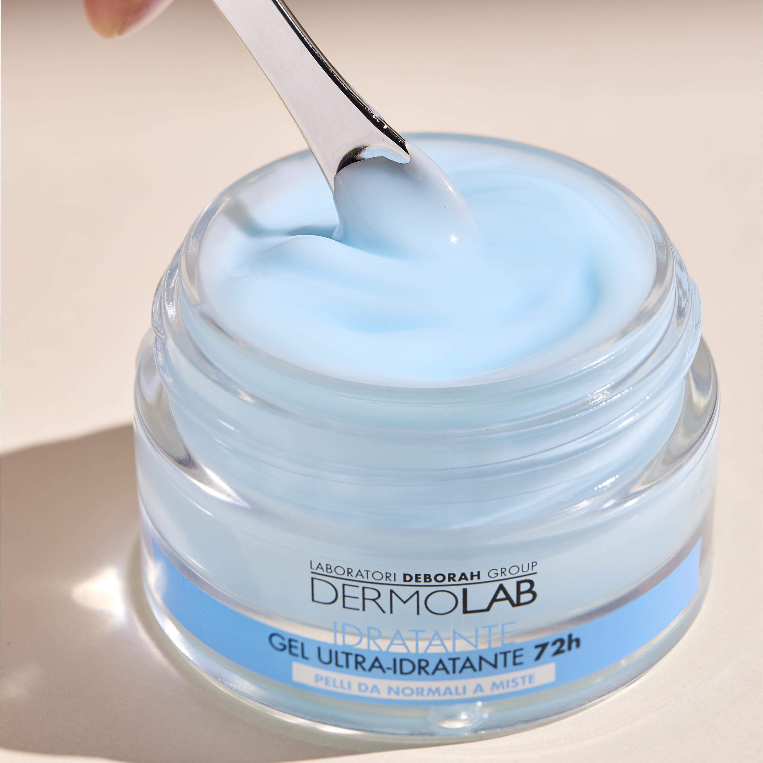 Dermolab - Crema Viso Idratante Gel 72H per Pelle Normale e Mista con Pool di Acido Ialuronico, Effetto Rimpolpante, Protegge la Cute con un'Azione Antiossidante, 50 ml