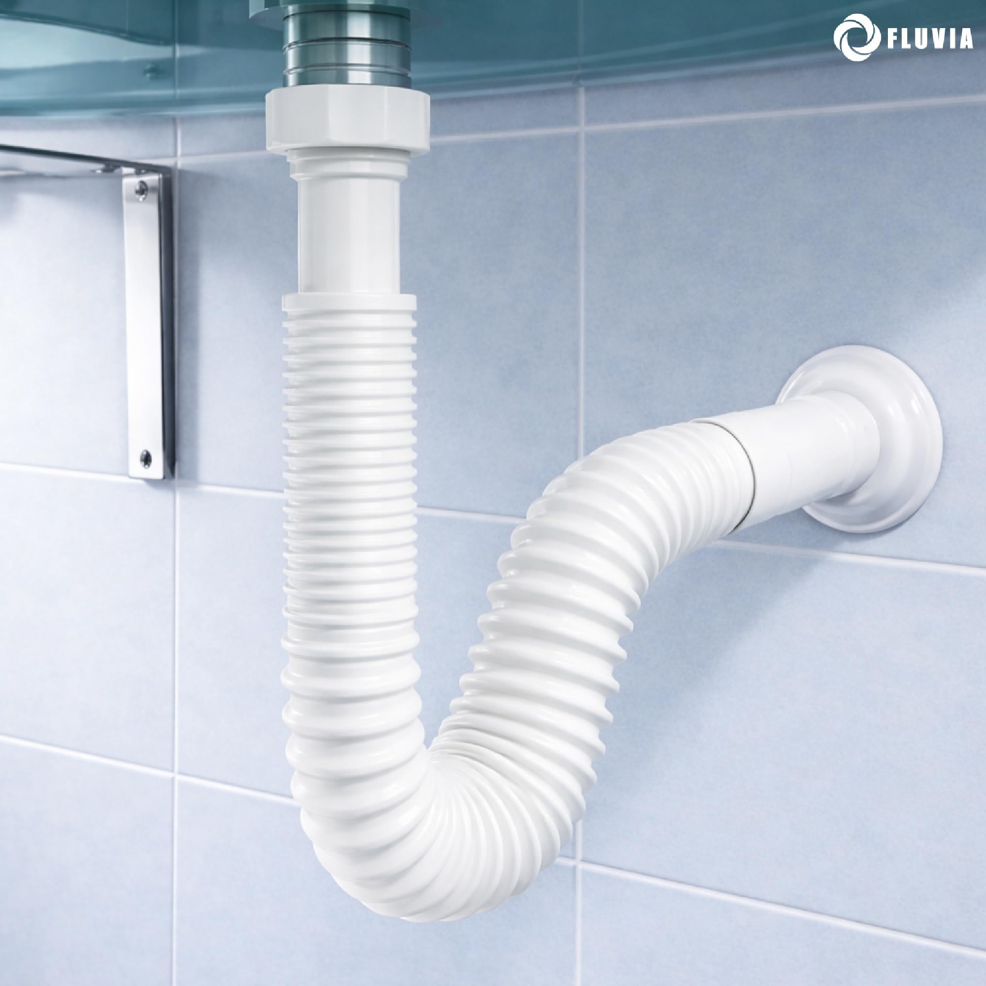 Sifon Tubo Flexible Extensible Universal para Lavabo Fregadero Cocina Desague 1 1/4" y 1 1/2" Salida 32 40 mm Tubo Ajustable Antiolor Bide Baño Instalacion Rapida PVC Resistente