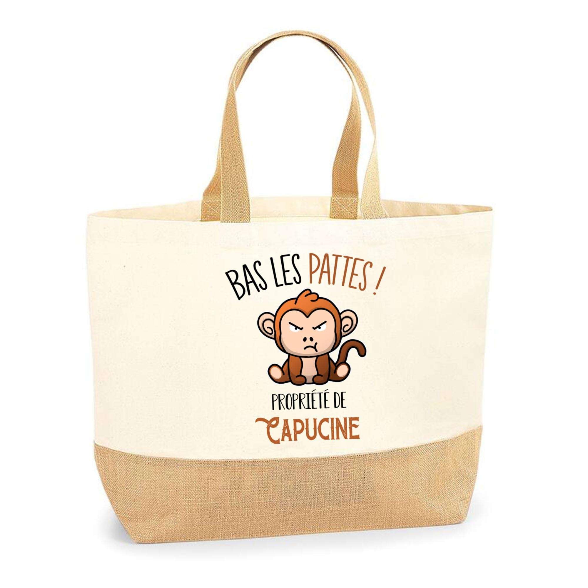 Idée cadeau originale : sac jute Capucine Bas les pattes Singe pour maman