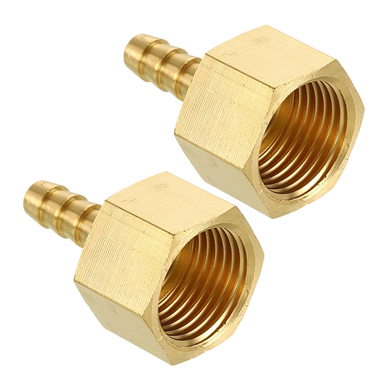 Kozelo Pack of 2 Solid Brass Hose Barb Fittings 6mm Hose Barb to 1/2"(15mm) G Female Fittings for Home Machines, Massage Bathtubs, and Irrigation Systems
