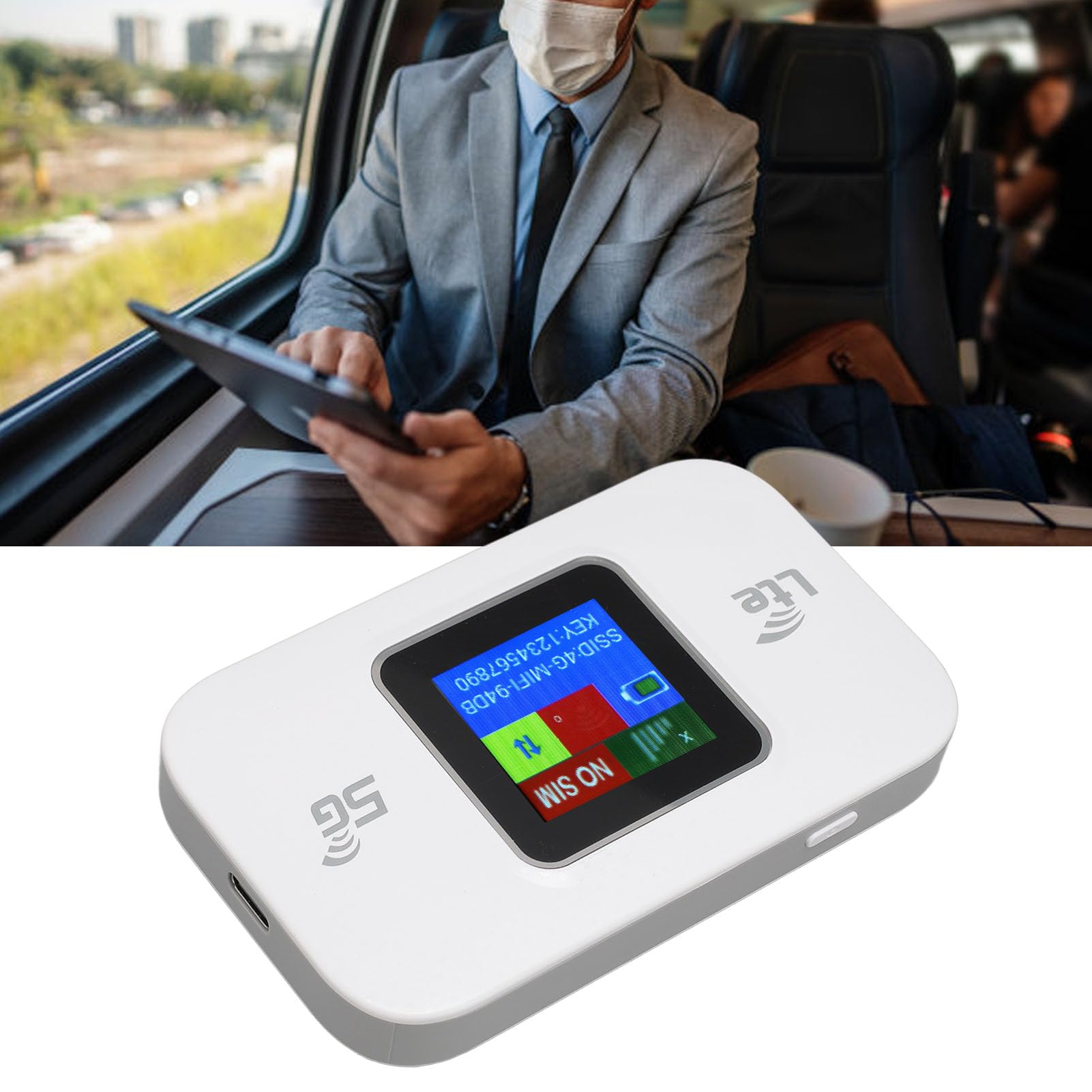 Modem WiFi 4G LTE 300 Mbps con Schermo a Colori per Hotspot Portatile, Connessione Veloce per 10 Dispositivi per Smart Working, Viaggi di Gruppo, Uso Esterno