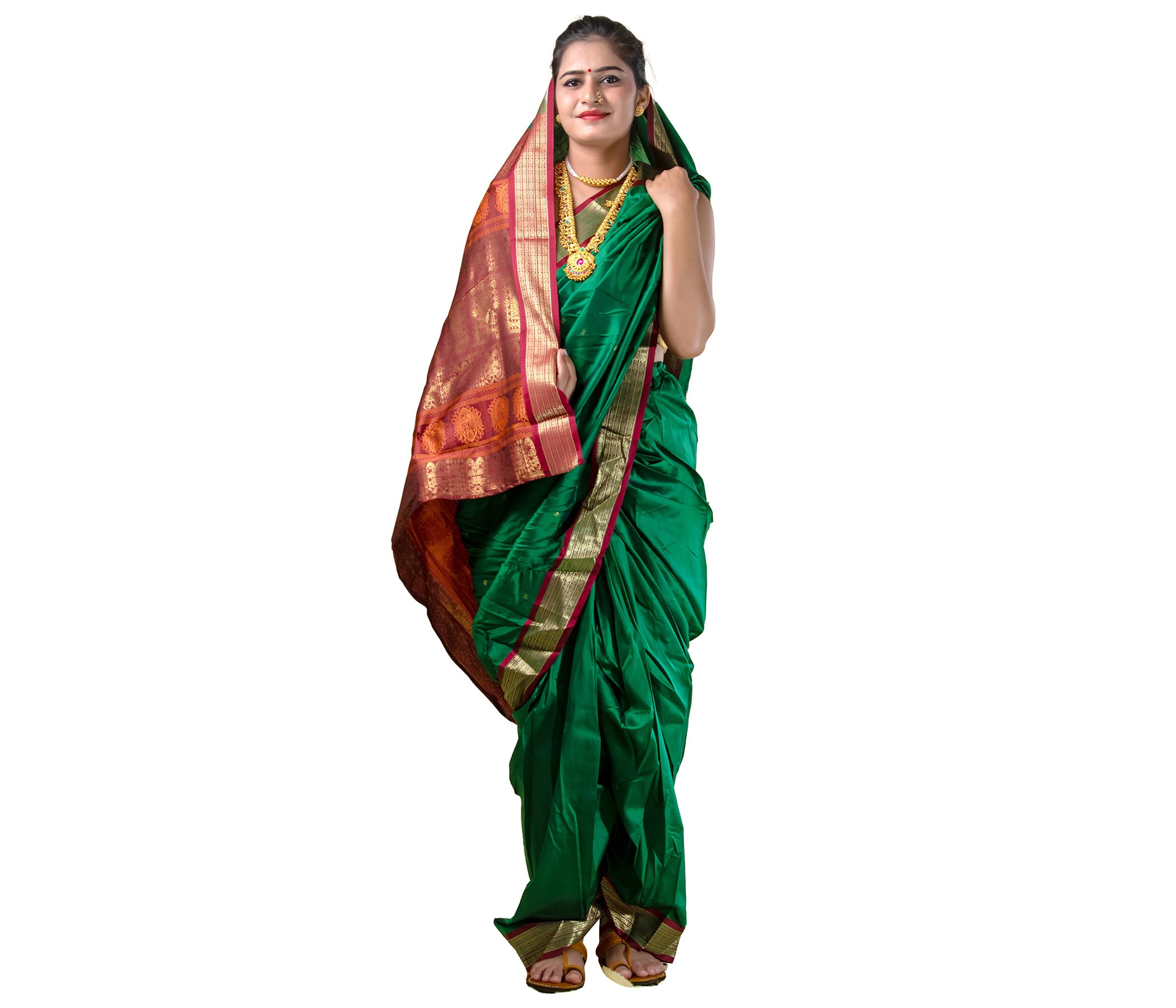 KALAPURI Women's Ready To Wear Nauwari Pink Color Silk Saree | Without Blouse Piece | For Festivals, Ocassions & Parties