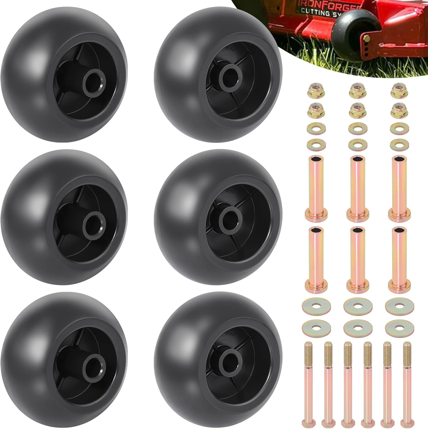 CheeMuii 6 Pack Lawn Mower Deck Wheel Kit Heavy-duty Mower Anti Scalp Deck Wheels Replace for Bad Boy 022-5234-98 Replace for Exmark 103-4051 103-7263 Etc