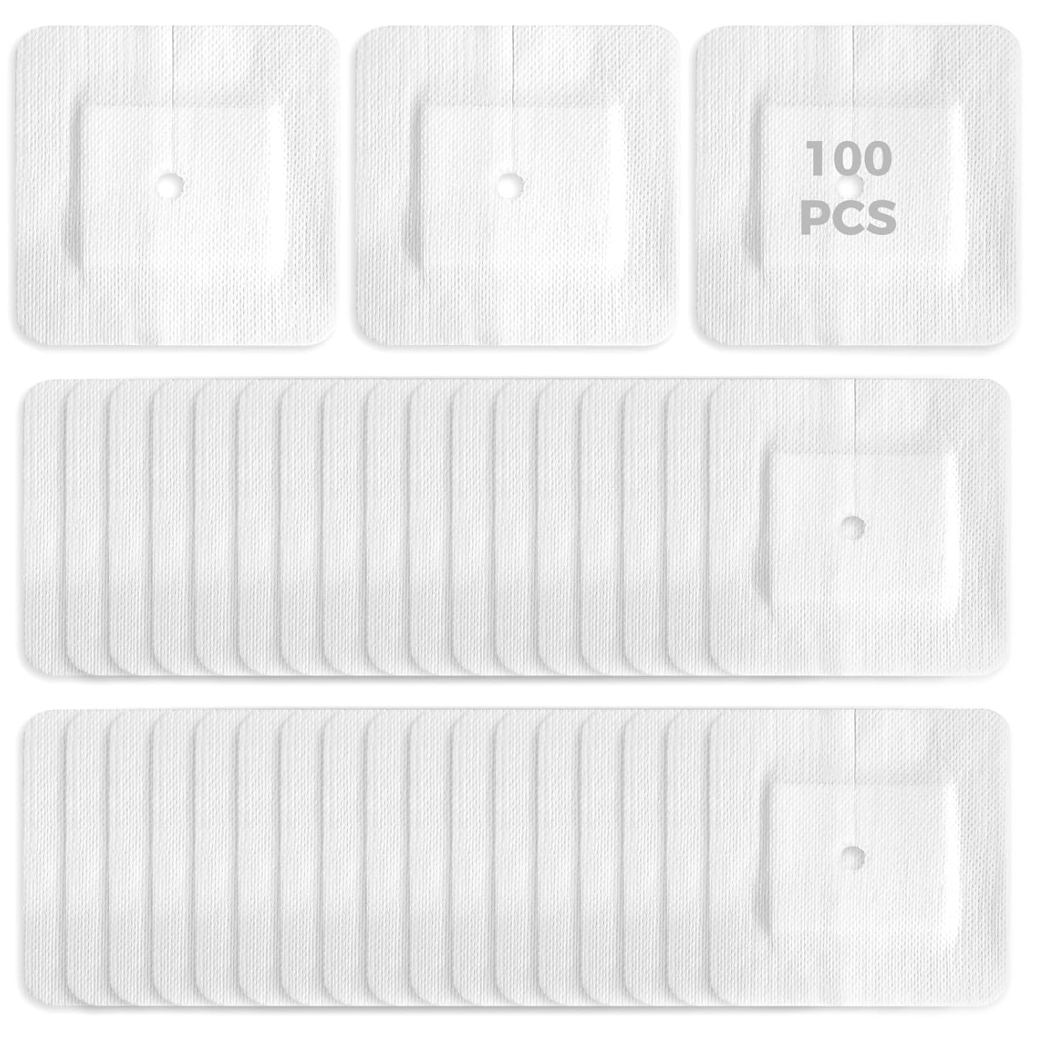 Feeding Tube Pads - 100 Pcs, Breathable Non-Woven Adhesive Bandages For Drainage Tubes, Adjustable Center Holes