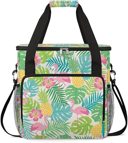 Bolsa de transporte para cafetera de hojas de piña flamenco para Keurig K-Mini o K-Mini Plus K-Mini Plus K-Cup, bolsa de viaje