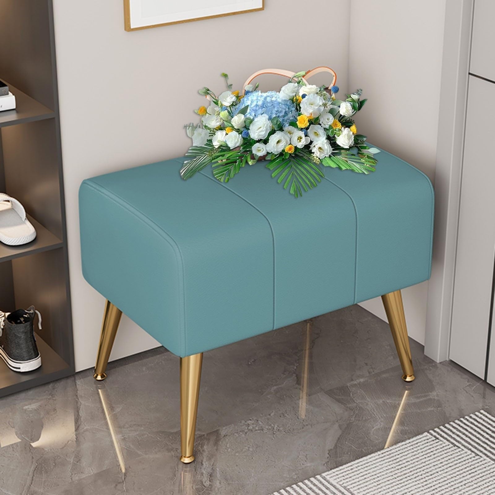 Banc ottoman rectangulaire moderne repose-pieds rembourré de couloir