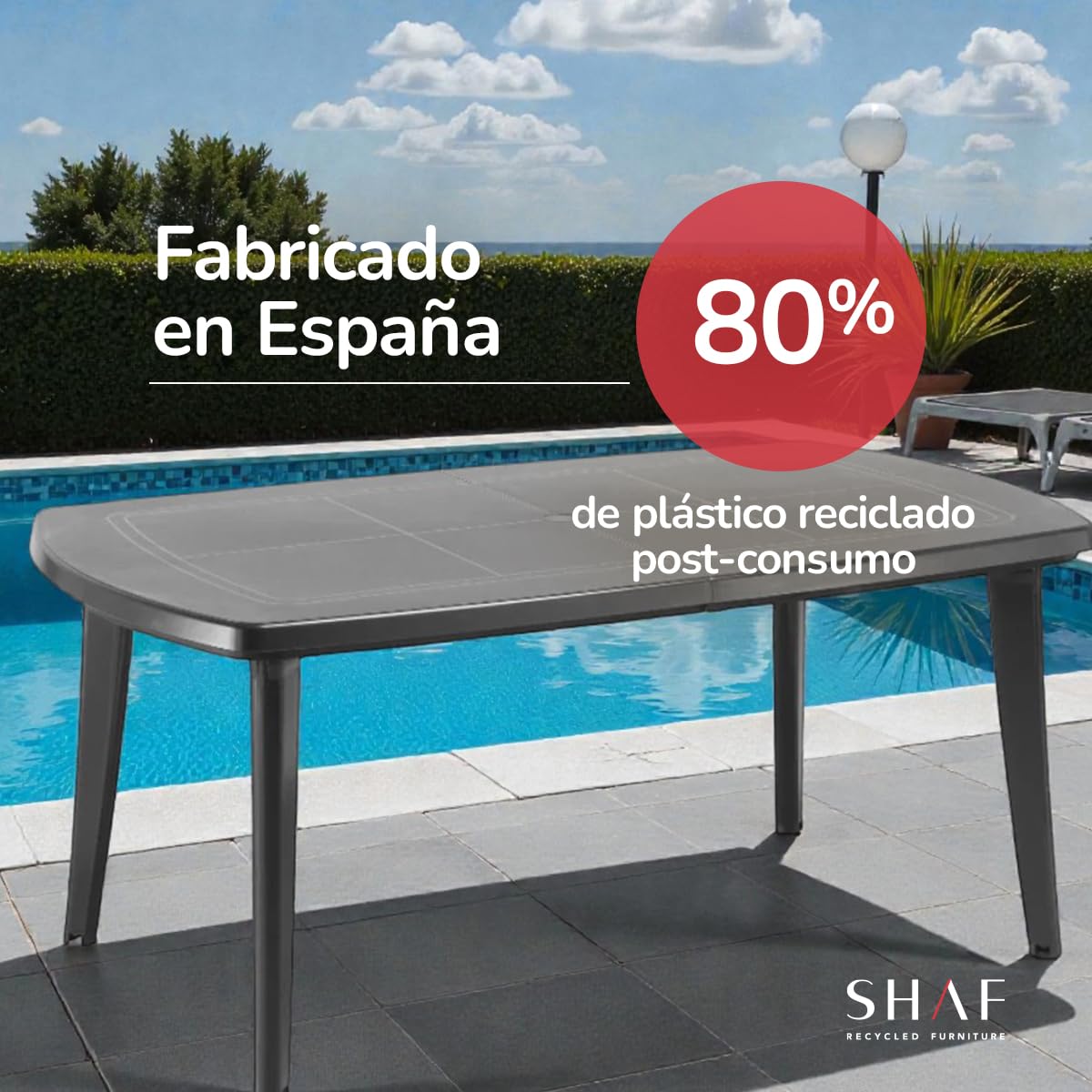 SP Berner Shaf - Atlantic | Mesa Jardin Extensible de Color Verde | Fabricado en España con Materiales Reciclados