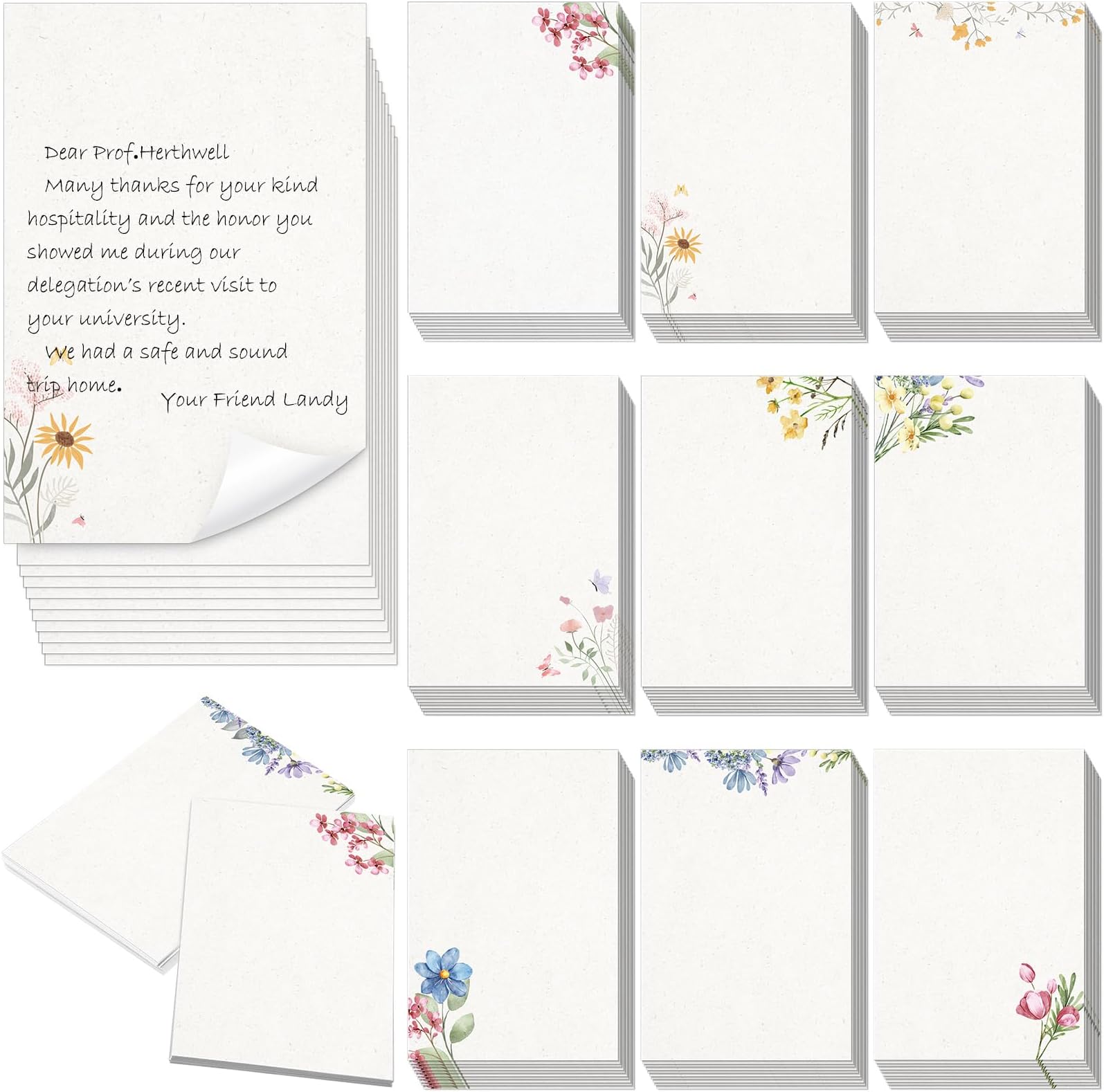 Spiareal 100 Pcs Blank Note Cards 4 x 6 in Blank Decorative Notecards Index Cards Bulk Thank Greeting Notecards for DIY School Office Wedding Baby Shower(White,4 x 6 in,Floral)
