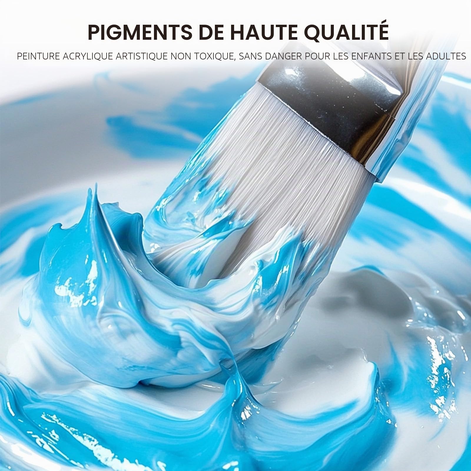 ABEIER Lot de 20 peintures acryliques (250 ml), finition mate, pigments riches, peinture acrylique non toxique pour peinture sur toile, artisanat, bois, céramique, idéal pour les débutants et les