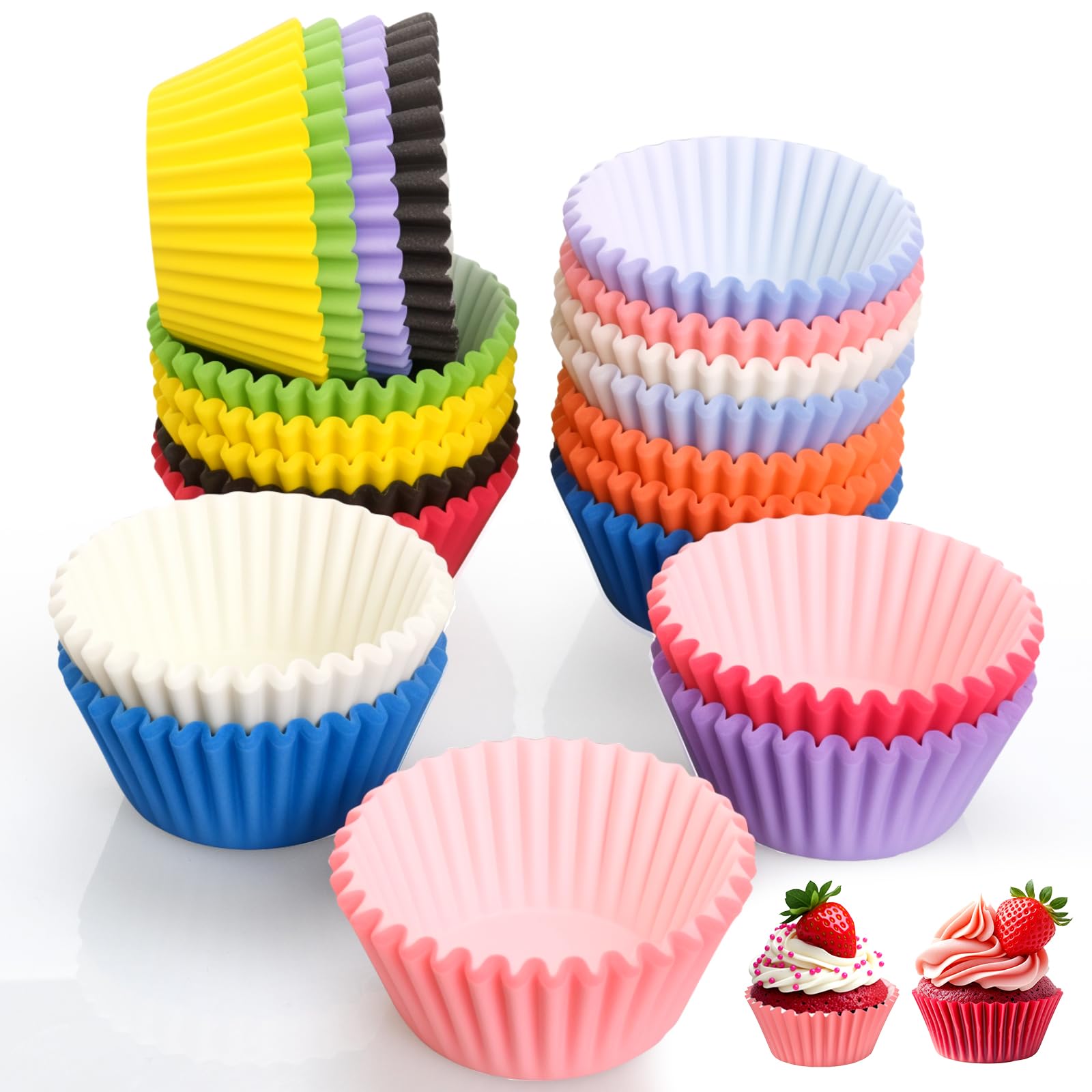 UCAMP 200 Pièces Caissettes Cupcake,Moules à Muffins En Papier,Moule Cupcake ,Caissette Mini Muffins,Moules à Cupcakes Dont 50 Décorations,pour Mariage, Anniversaire,Fête(4 Couleurs