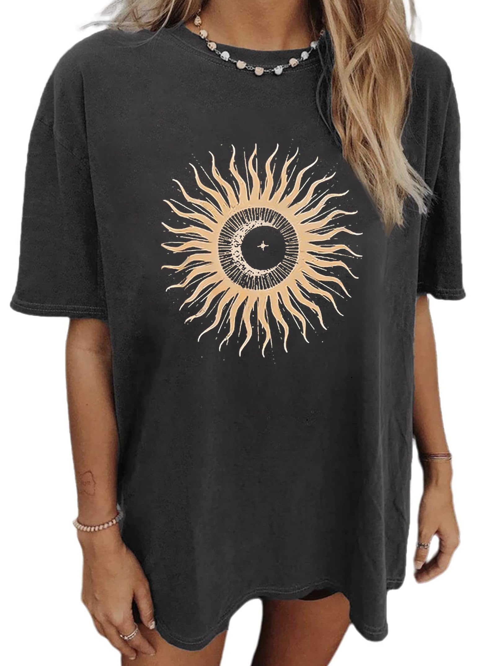 CSDAJIOWomen's Cest La Vie Prais T Shirt Letter Print Oversized Graphic Tees Round Neck Basic Tee Top