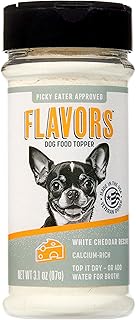 BEAUMONT BASICS Flavors Food Topper for Dogs, Delicious Seasoning for Dog Food, Natural, Grain-Free Kibble Seasoning and Treat Mix for Picky Dogs and Puppies, White Cheddar Recipe, 3.1-Ounce
