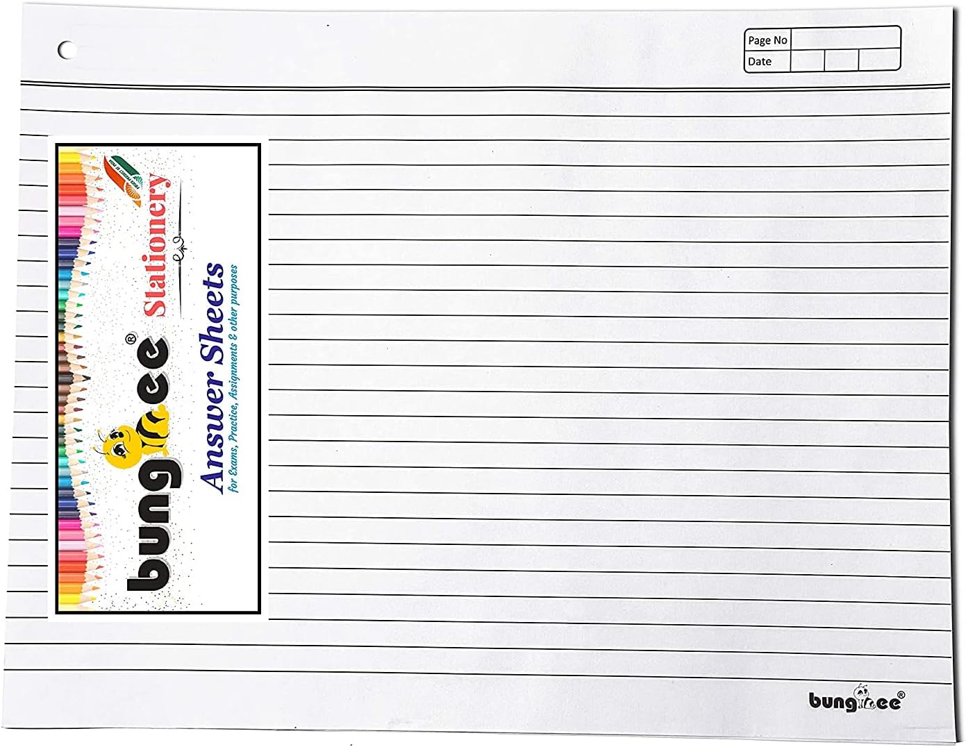 Answer Sheets for Exam practice CBSE ICSE DU - 800 Ruled Pages / 400 Sheets / 200 Joint Sheet without Fold - No Margin, With Hole for Tag