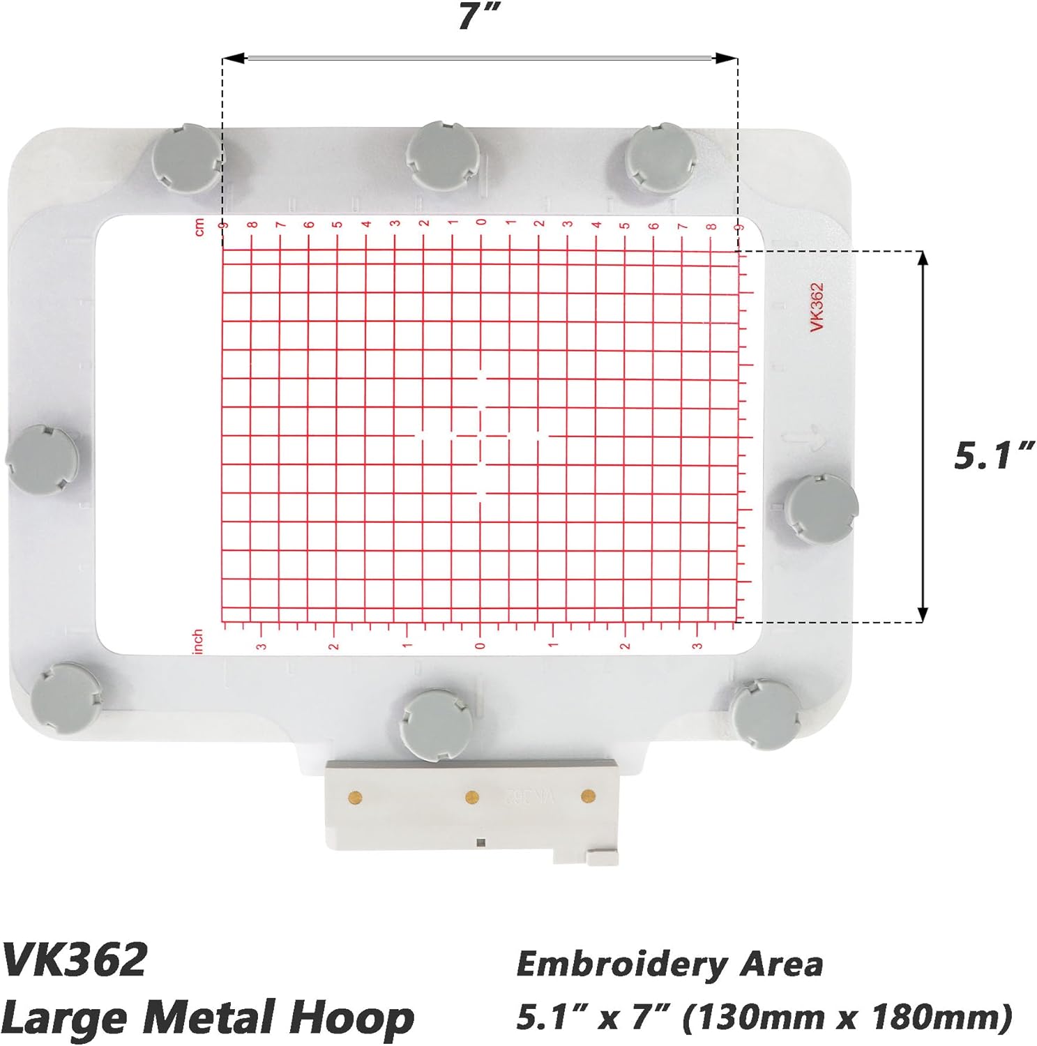 MagnaHoop Magnetic Hoop for Husqvarna Viking Designer Diamond Deluxe Ruby Royale Topaz Pfaff Creative Sensation Vision, Metal Magnet Embroidery Machine Sash Frame (5x7-VK362)