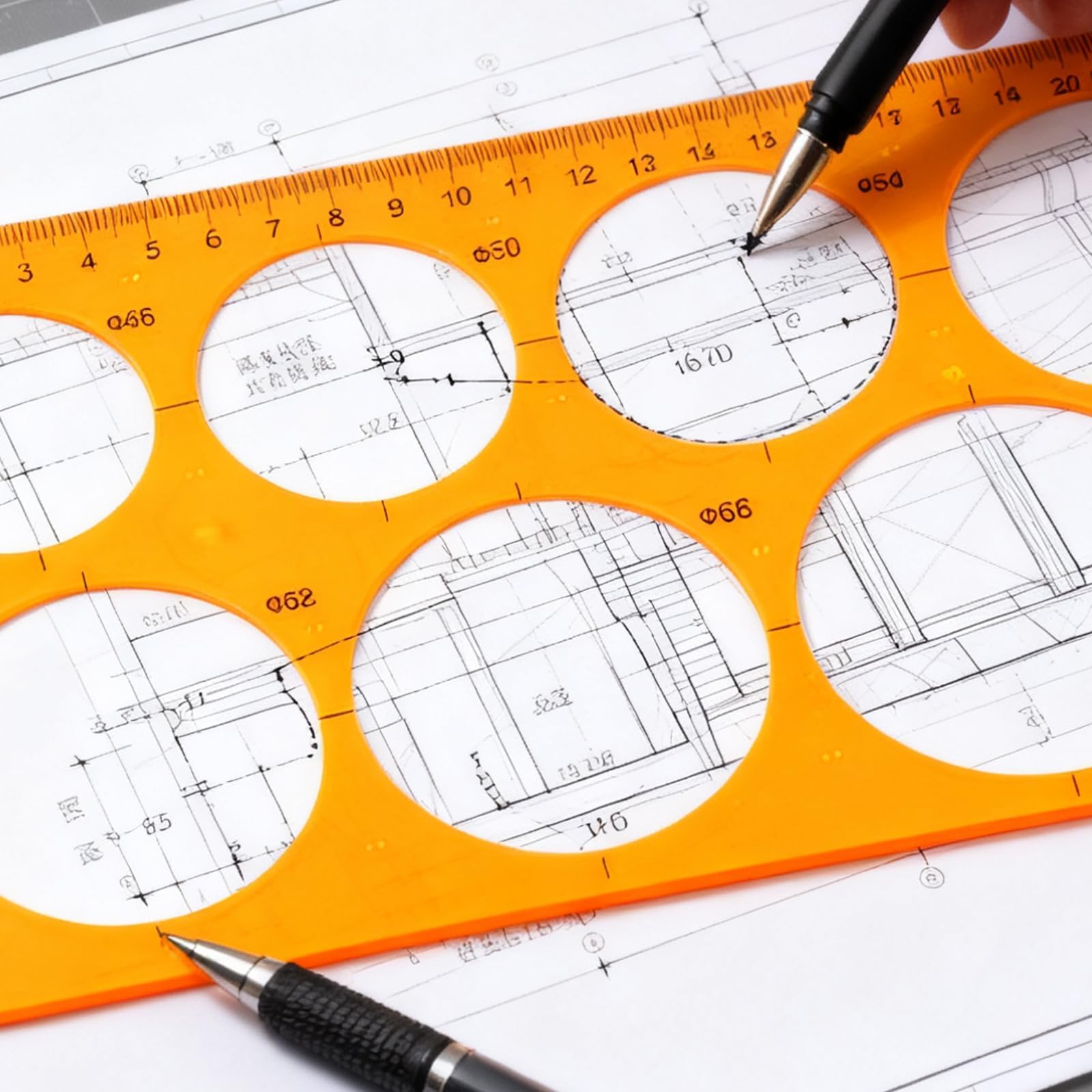 2 Piezas Plantillas para Dibujar, Plantilla Circulos Circular de plástico dibujo Reutilizables Simple y práctico, no es fácil de romper Unidades Regla Circular con 36 y 7 Círculos para Oficina Escuela