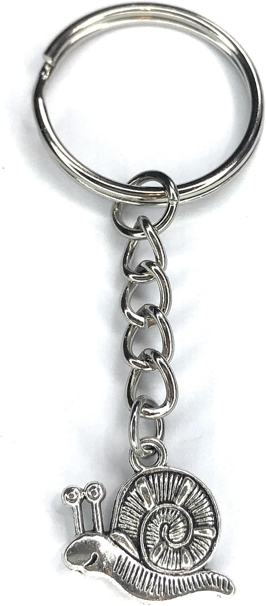 Snail Charm Keyring Key Ring with Silver Tone Keychain