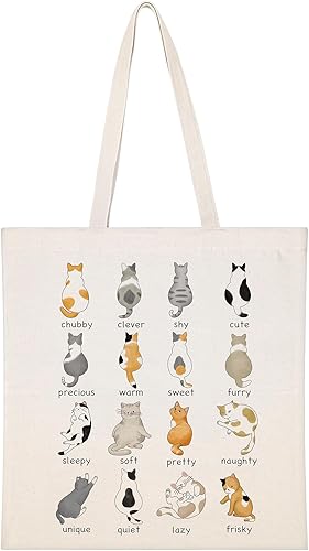 Miniatura 9 de Louise Maelys Bolsa de lona para mujer, de algodón, estética, de algodón, para la escuela, compras, playa, comestibles, reutilizable, bolsa de