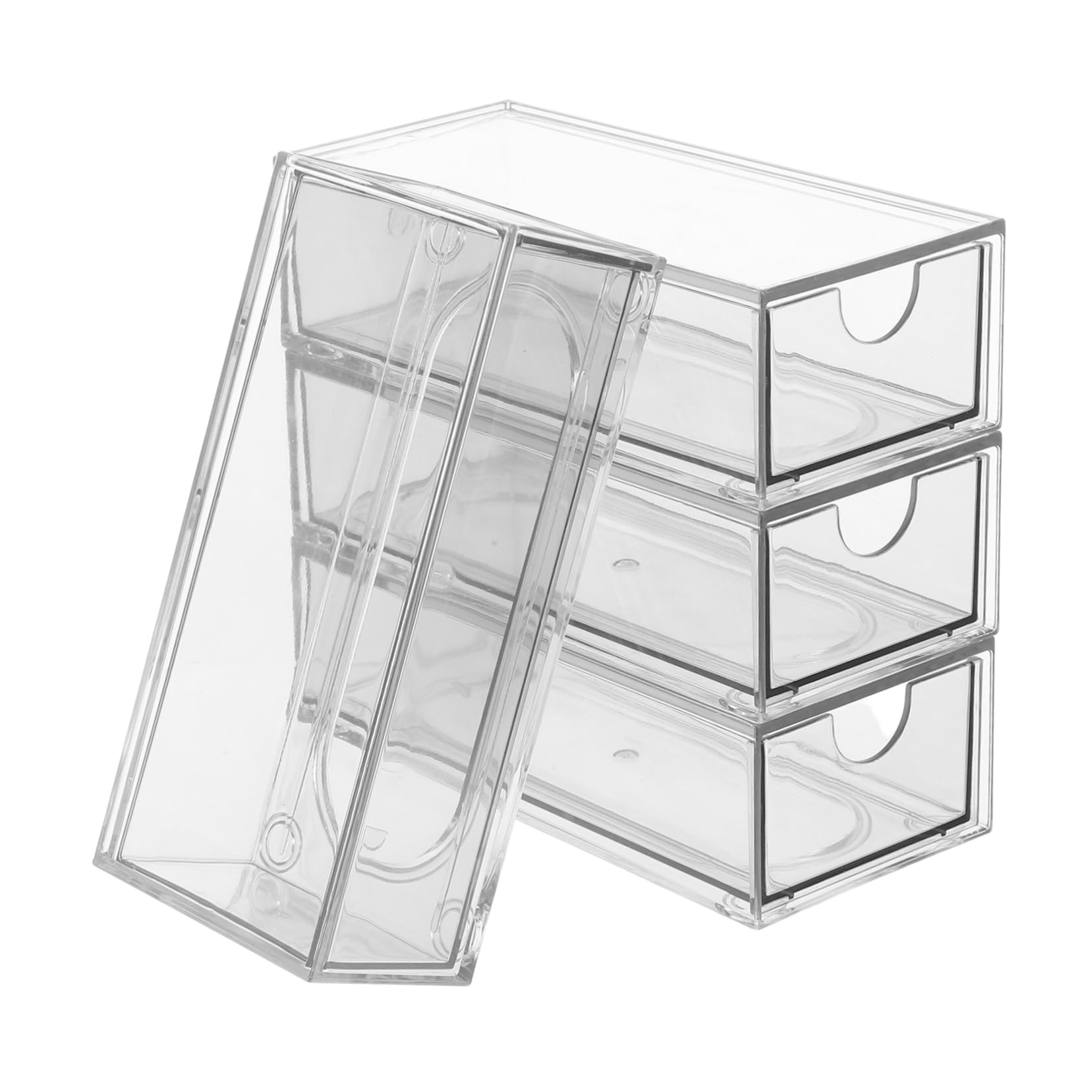 Boîte de rangement cheveux x4 transparente et empilable pour élastiques