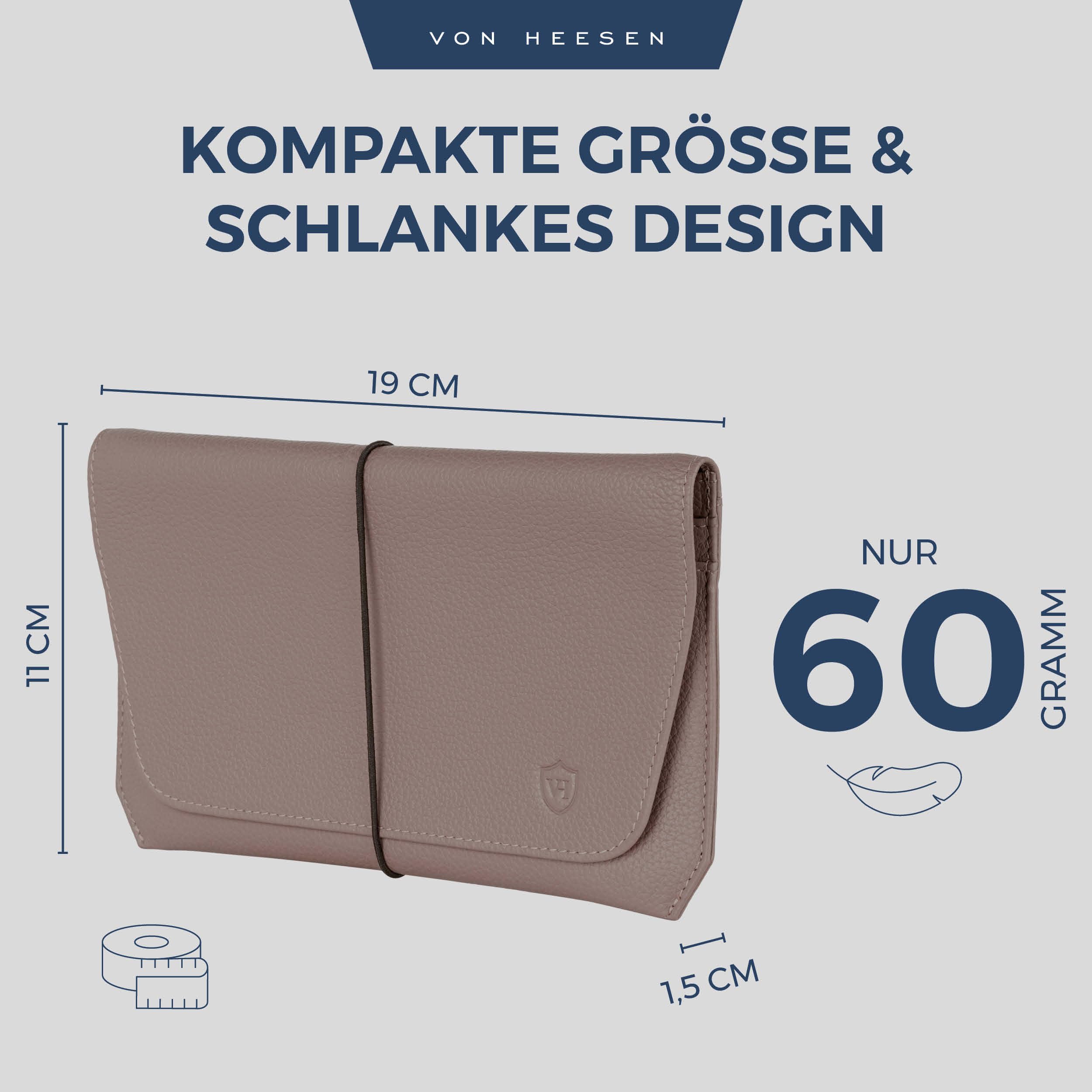 VON HEESEN Funda para pasaporte, pardo, talla única, Horizontal