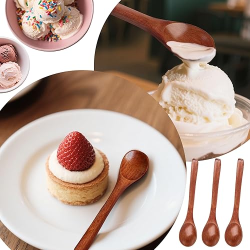 Miniatura 6 de HANSGO 12 cucharas pequeñas de madera, mini cucharas de sal de madera de 5 pulgadas, cuchara de degustación, cuchara de sopa de madera, cuchara de