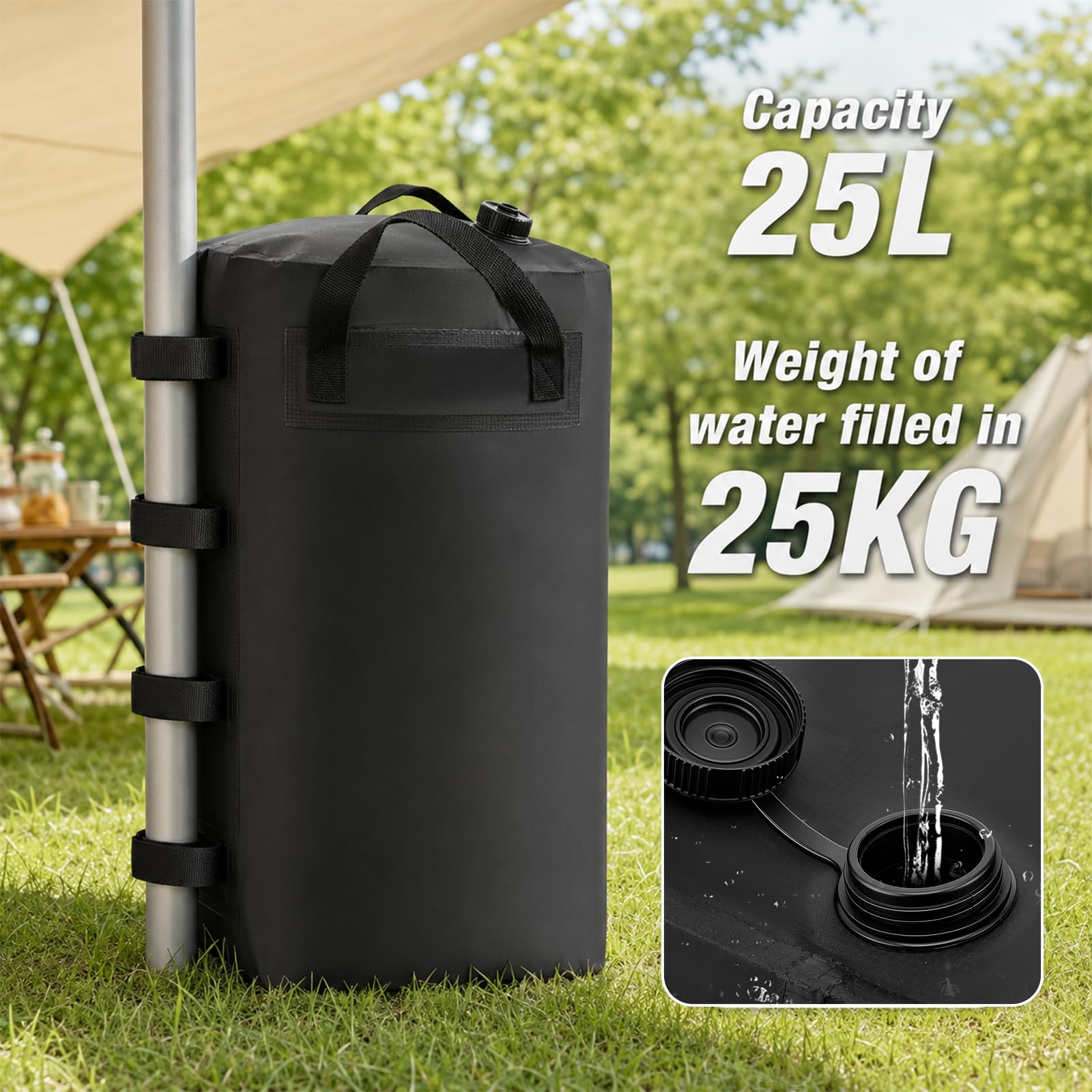 4er Set 25L Gewichte für Pavillon, Sandsäcke Pavillonstandfüße, mit Wasser befüllbar, Wassergewichtstaschen Wiederverwendbar Beschwerungssäcke Sandsäcke für Pavillons/Gartenzelte/Festzelte