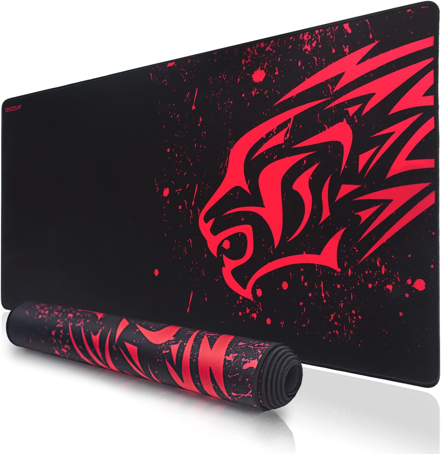 Extended Large Gaming Mouse Pad XXL (900 x 400mm) Thick Non-Slip Rubber Base Mouse pad Mice Smooth Cloth Surface Keyboard Mouse Pads for Computers (Red Leopard XXL)