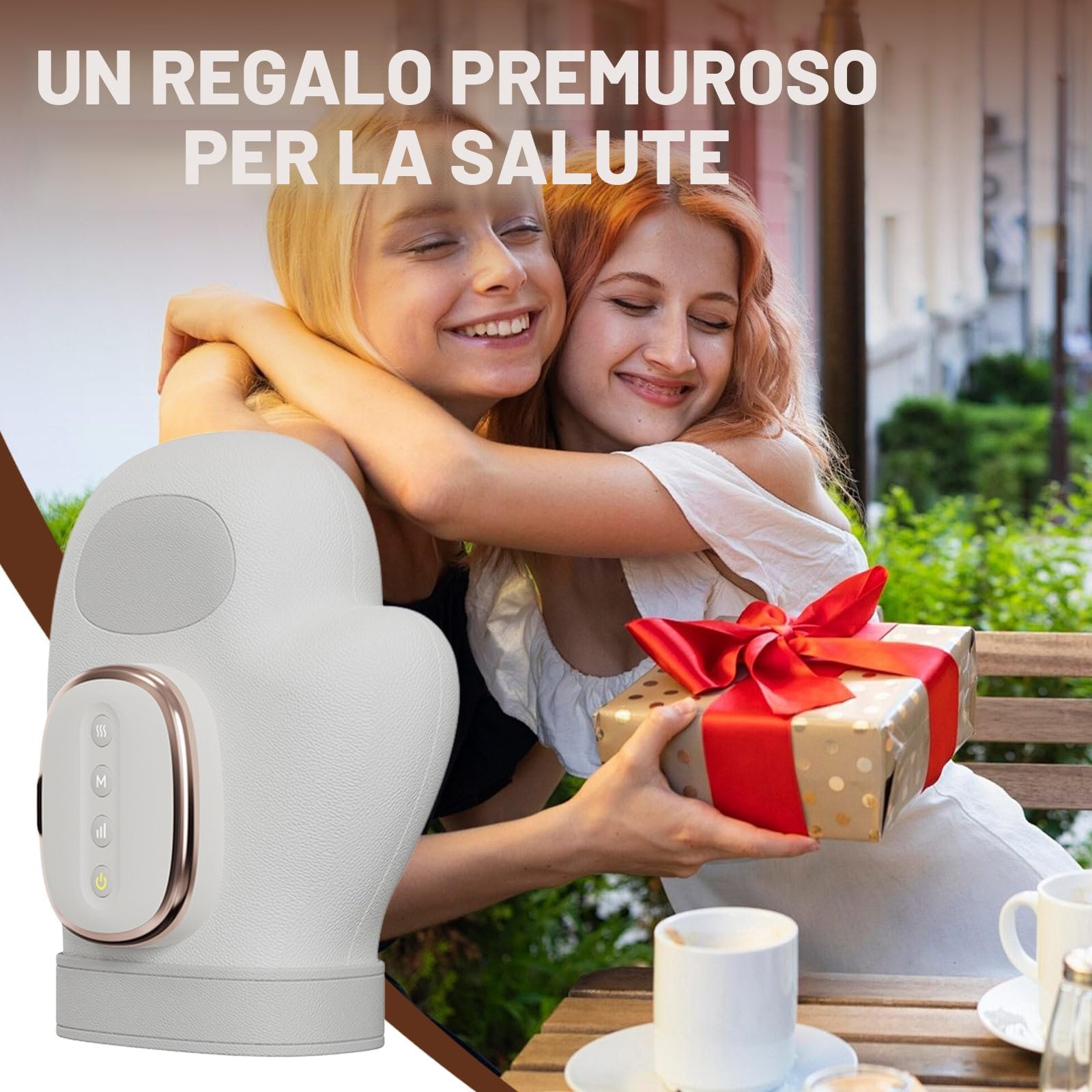 Massaggiatore manuale con compressione e riscaldamento, massaggiatore a mano senza fili USB, 3 modalità massaggiante, massaggiatore a mano, per alleviare artrite, malattie delle mani, regali per