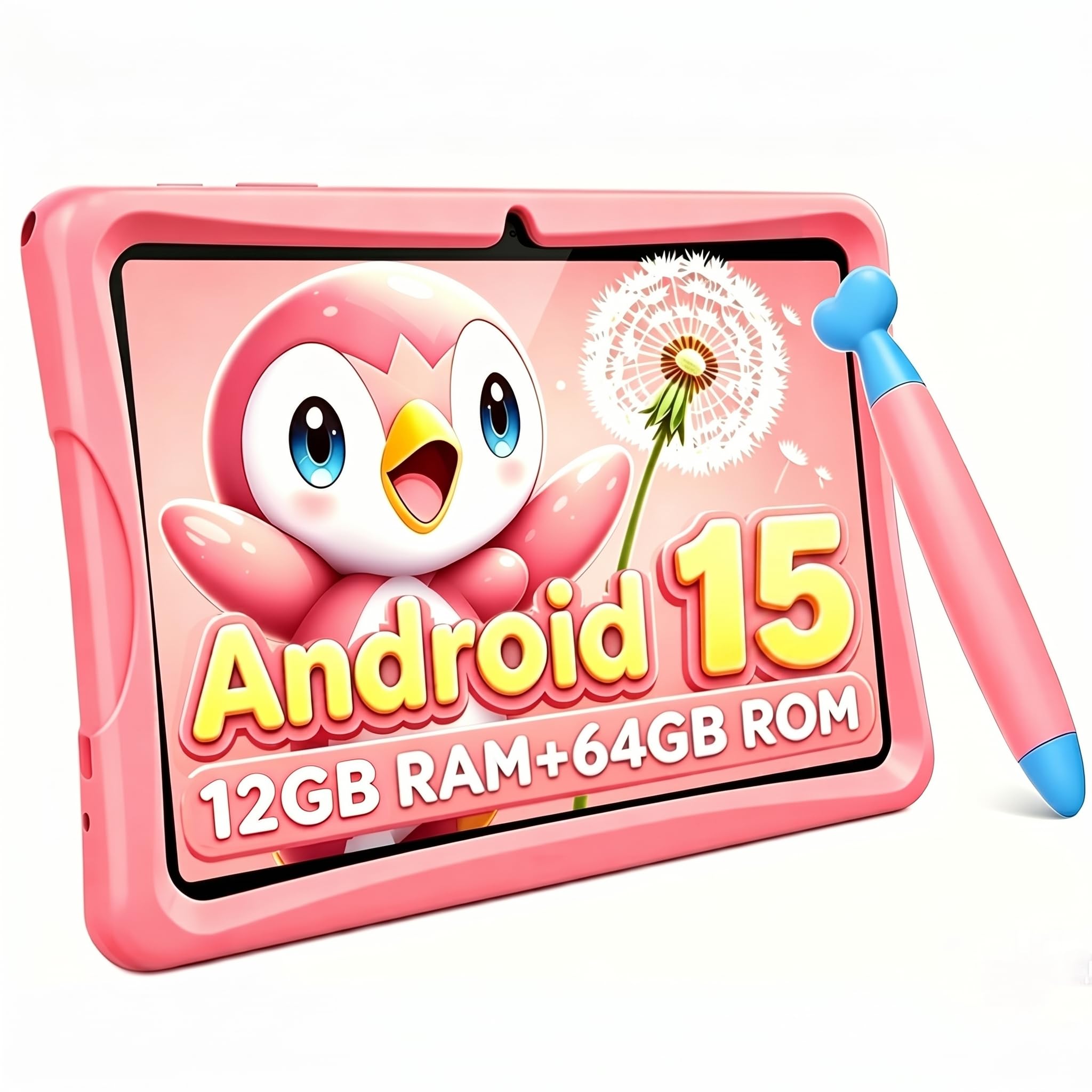 TABWEE K10 Tablet para Niños 10 Pulgadas, 12 GB RAM+64 GB ROM (TF 2 TB) | Tableta Infantil con Google Kids Space, Tableta Educativa para Niños con Wi-Fi, Control Parental, Funda Rosa