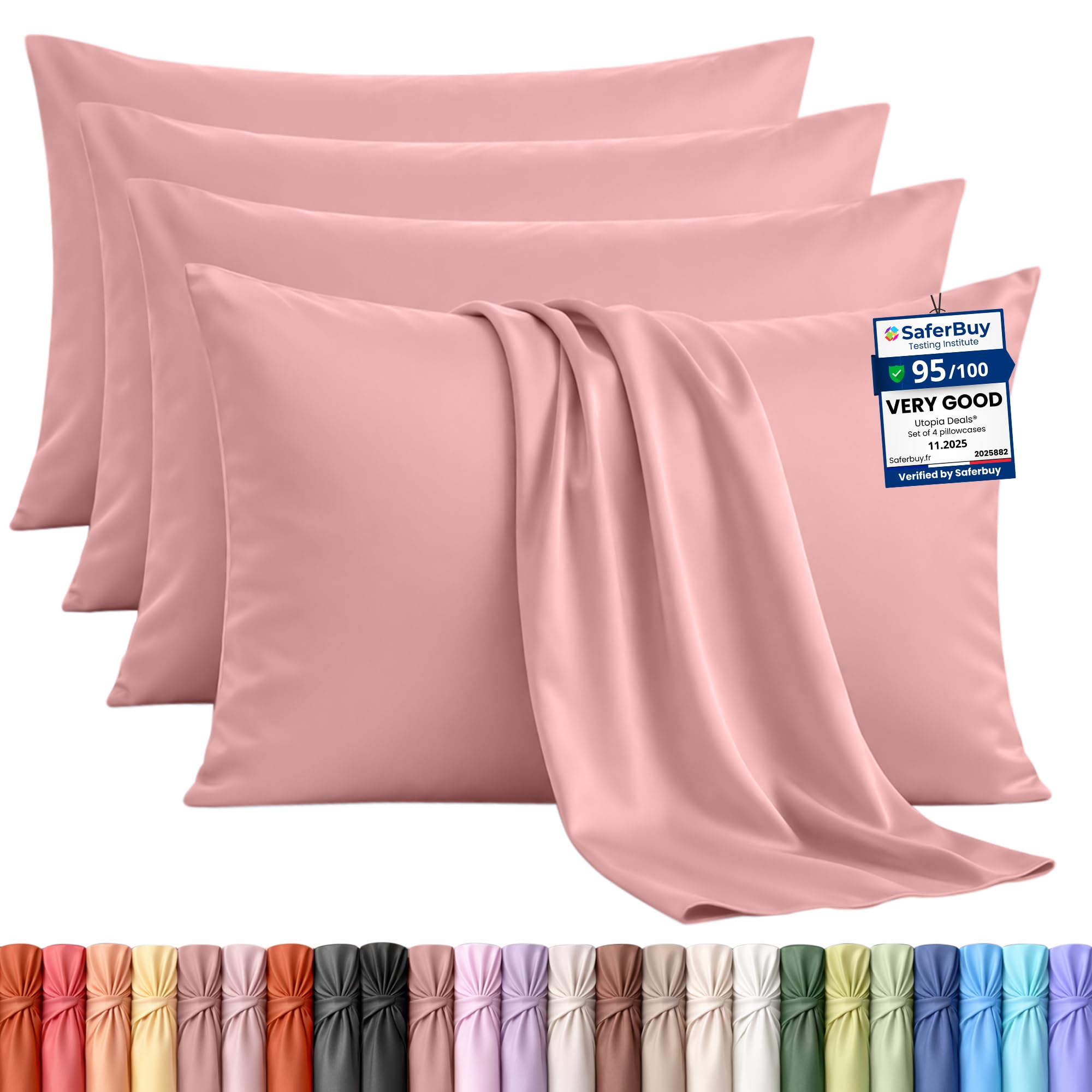 Utopia Bedding - 4 Pack Pillow Cases - OEKO-TEX - Standard Size 50x75 cm - 100% Brushed Microfiber Pillowcases with Envelope Closure, pillows not included - Wrinkle, Fade, & Stain Resistant - Grey — view 49