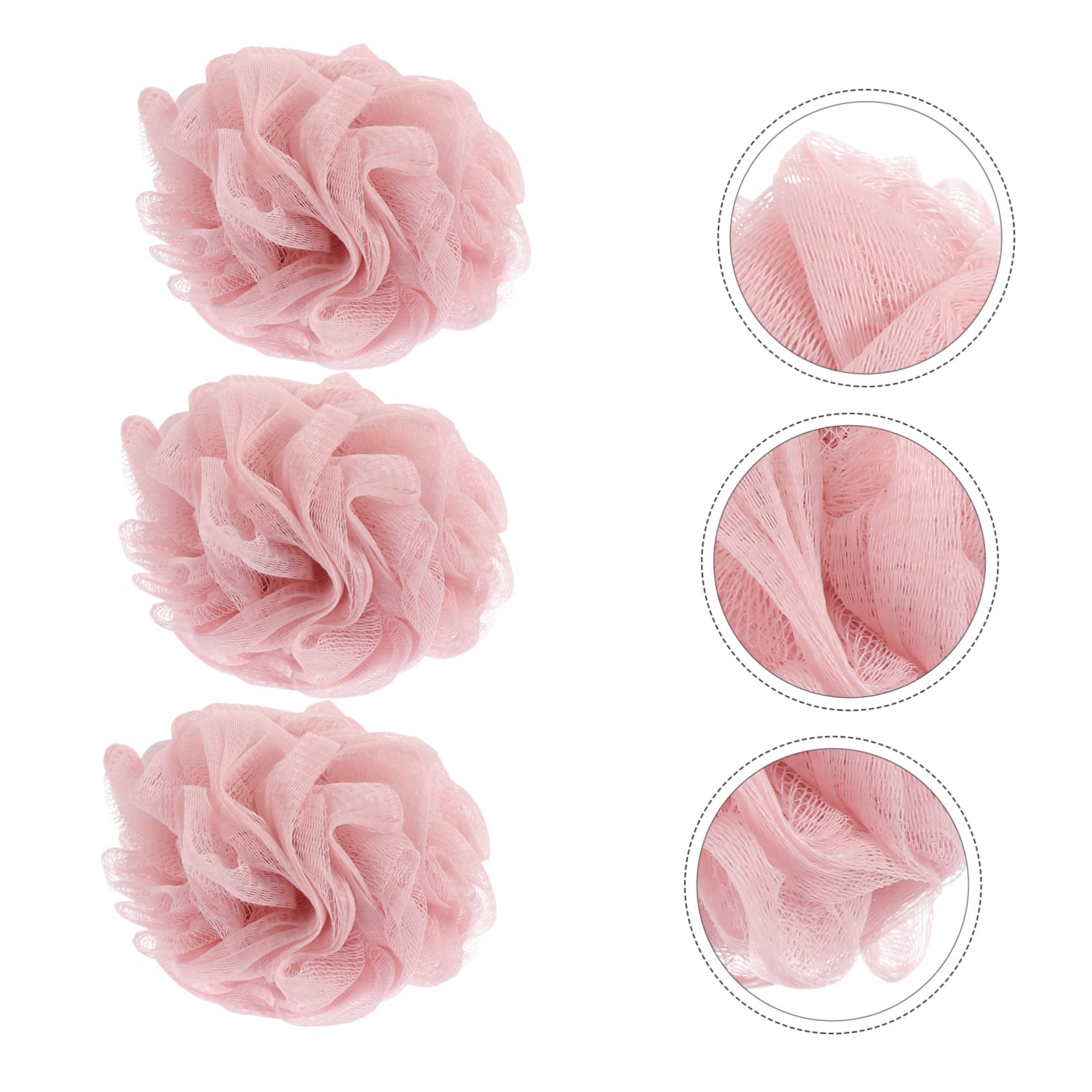 ARTSEWPLY 3Pcs Comfortable Bath Scrubber Balls Soft Pe Bath for Gentle Skin Exfoliation and Sanitary Shower Use Quick Drying and Space Saving Design Pink