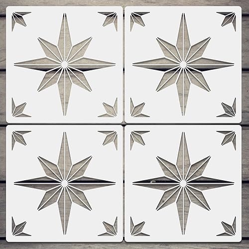 4 plantillas de azulejos reutilizables de 8 x 8 pulgadas para pintar paredes, azulejos, madera, plantillas geométricas de dibujo de arte octogonal,