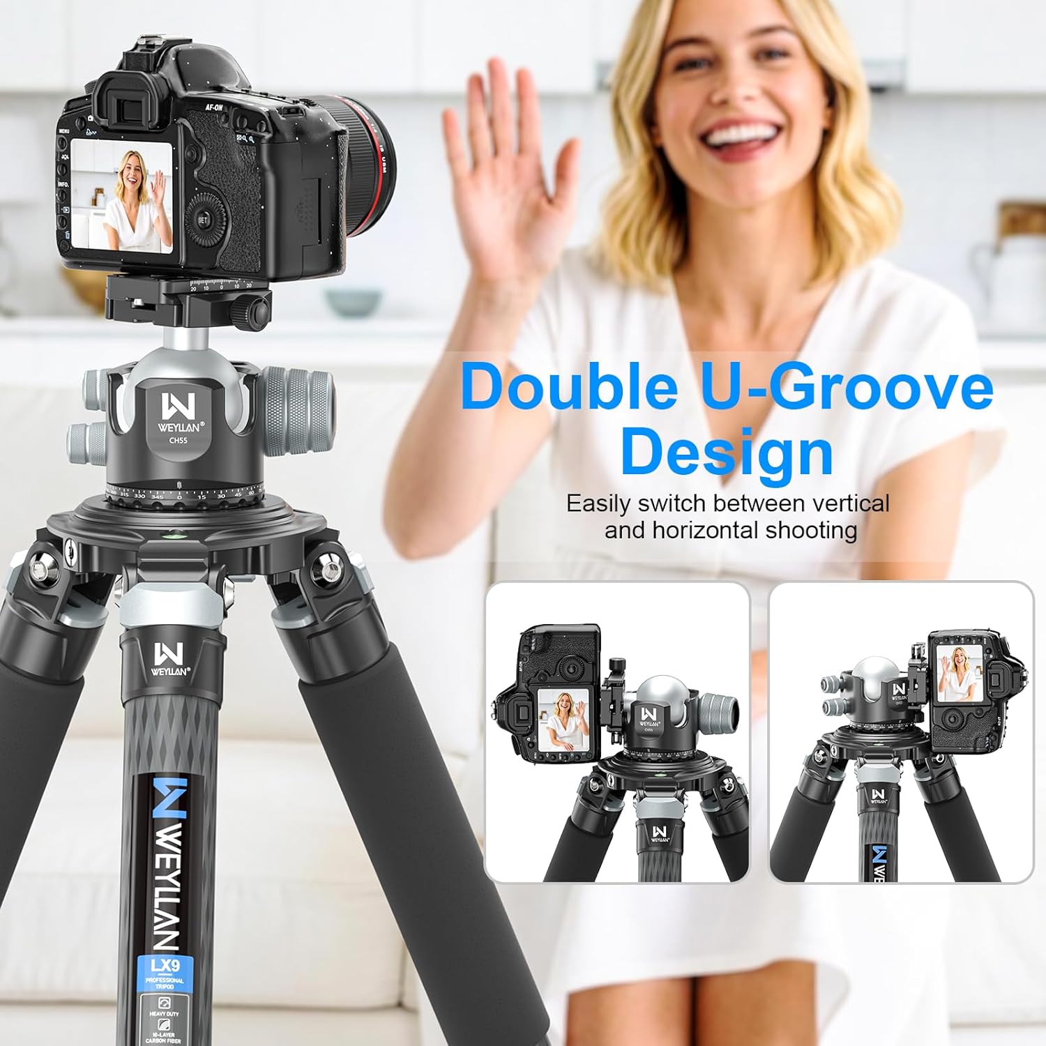 WEYLLAN CH55 Arca Ball Head Mount with Lever Release, 55mm Low Profile Heavy Duty Tripod Ball Head with Mlok Rail Arca Swiss Quick Release Plate for Hunting & Photography, Camera Head Load 88lbs/40kg