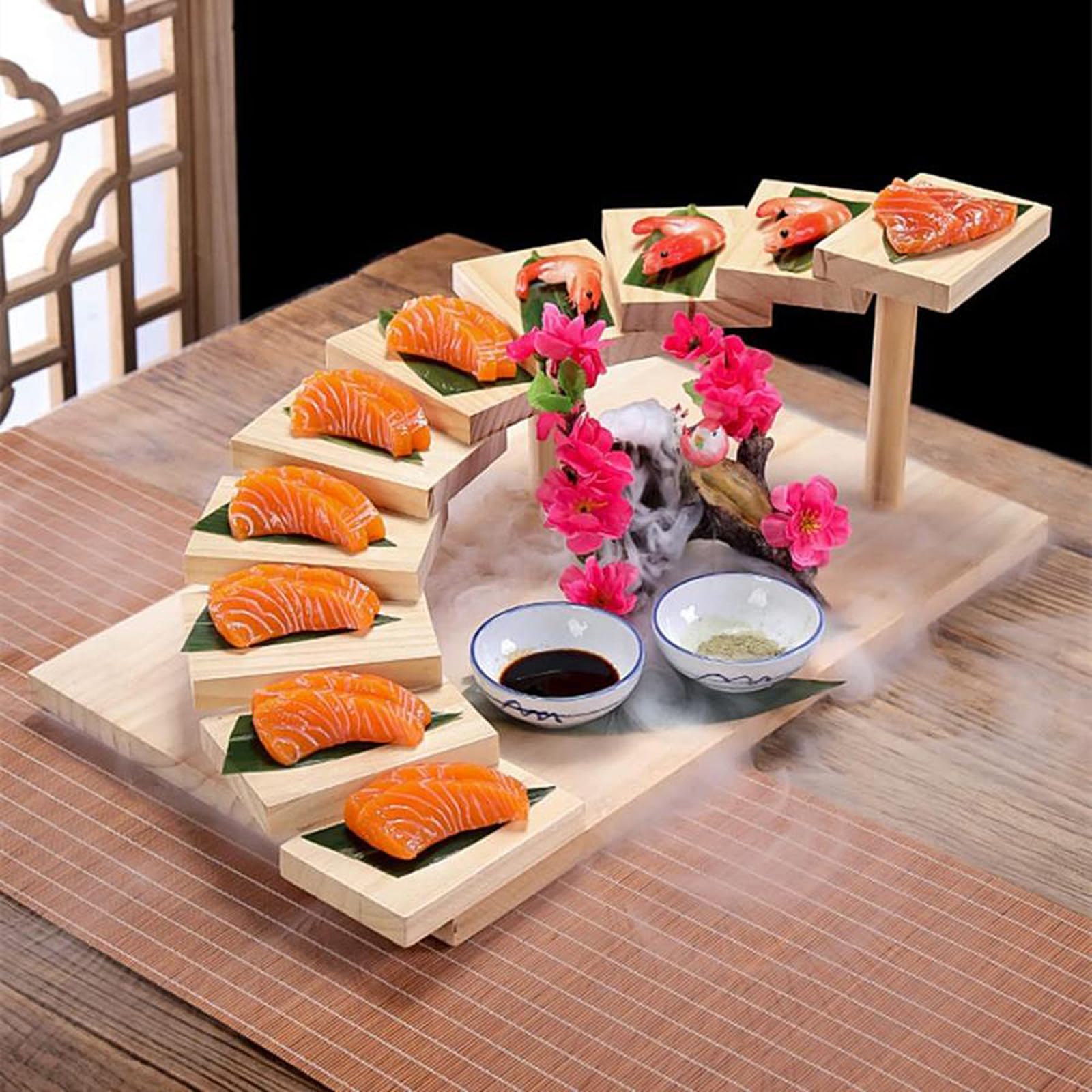 立体盛込 扇 業務用 居酒屋 寿司屋 割烹 料亭 盛器 盛台 刺身 寿司 肉 Amazon.co.jp: 寿司 刺身盛台 寿司盛台 木製 階段盛器 寿司ツール