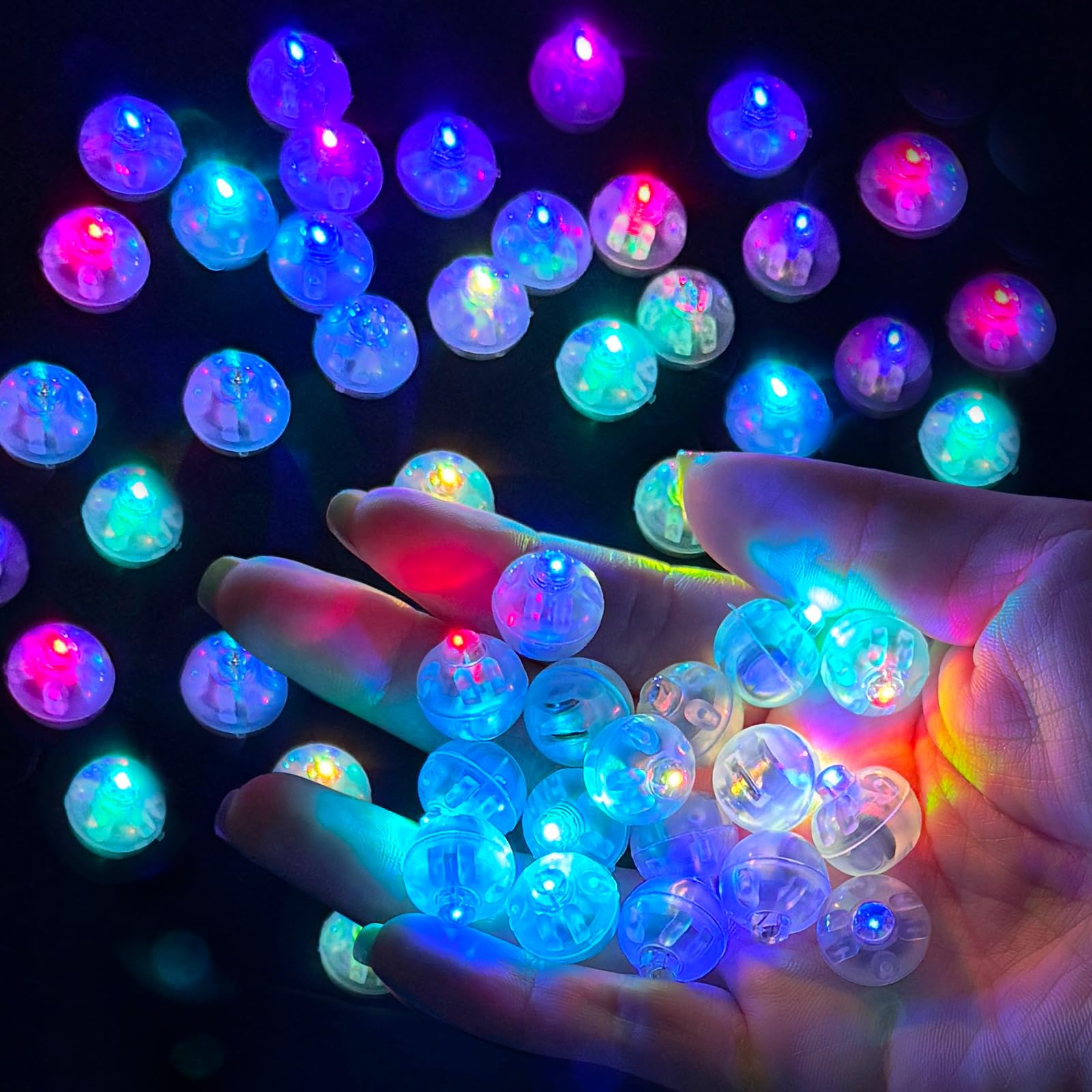 NVIYAM 100PCS Luces LED para Globos, Mini LED Lámpara Globo Redondas, Mini Luces LED para Cumpleaños, Mini Flash Luces LED para Boda, Cumpleaños, Fiesta, Navidad, Halloween (Vistoso)
